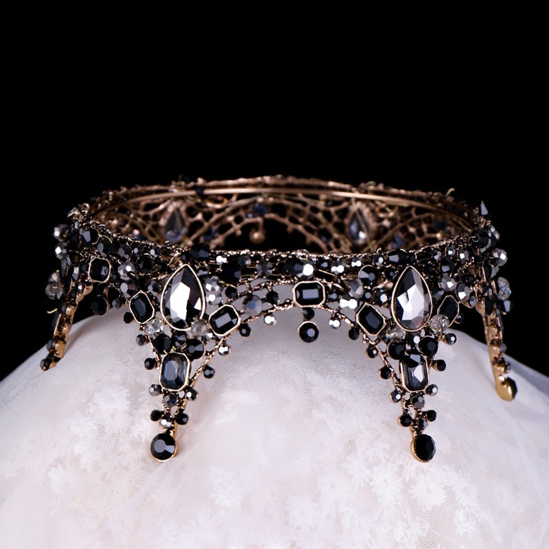 Elegant Black Crystal Crown Tiara for Women - Perfect for Weddings, Prom, Pageants & Special Occasions