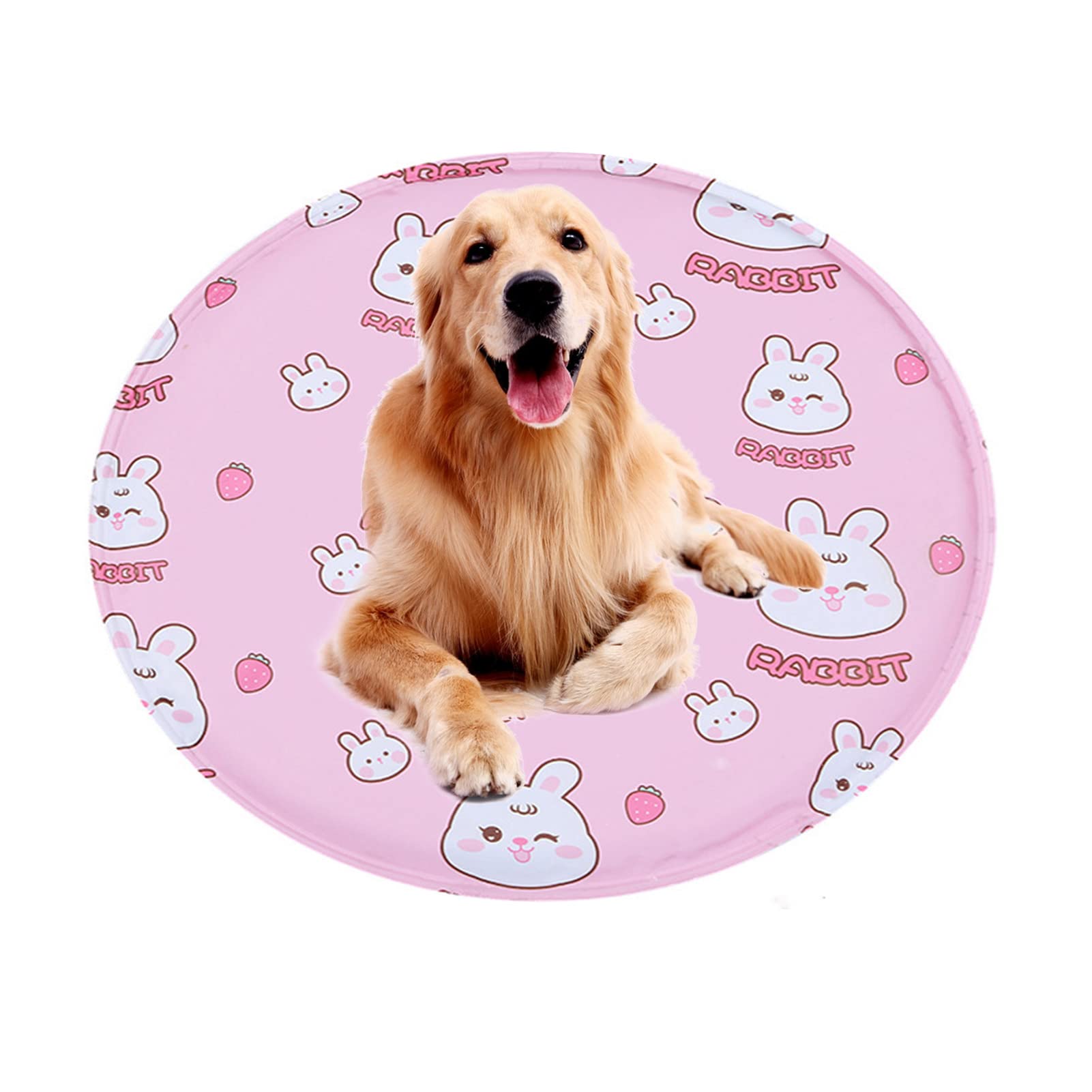Cooling Mat for Dogs & Cats - Round Pet Cooling Pad with Ice Blanket, Waterproof Kennel & Crate Liner, Summer Sleeping Mat for Floors & Under Crate Protection - Perfect for Hot Weather & Indoor/Outdoor Use