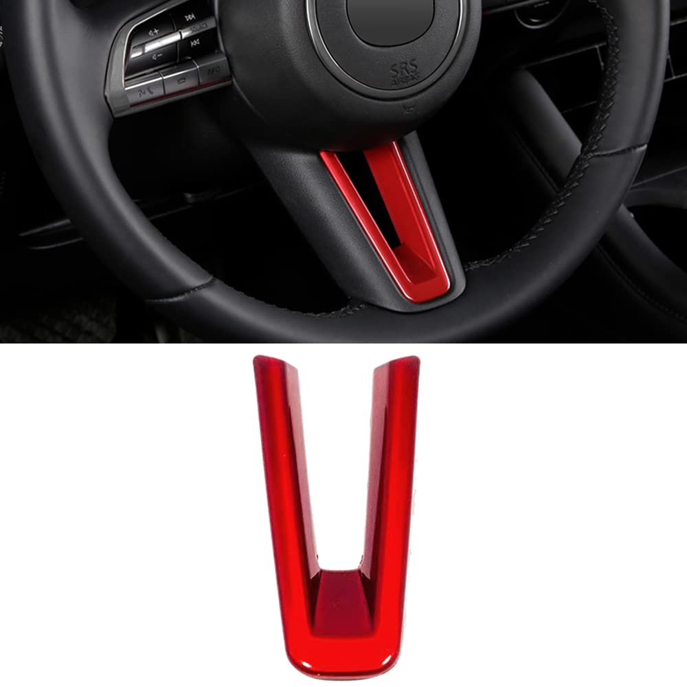 ITrims ABS Steering Wheel Bottom Cover Trim for Mazda CX-30 (2019-2023) & CX-50 (2022-2023) - Red Car Interior Accessory - Enhances Driving Comfort & Style
