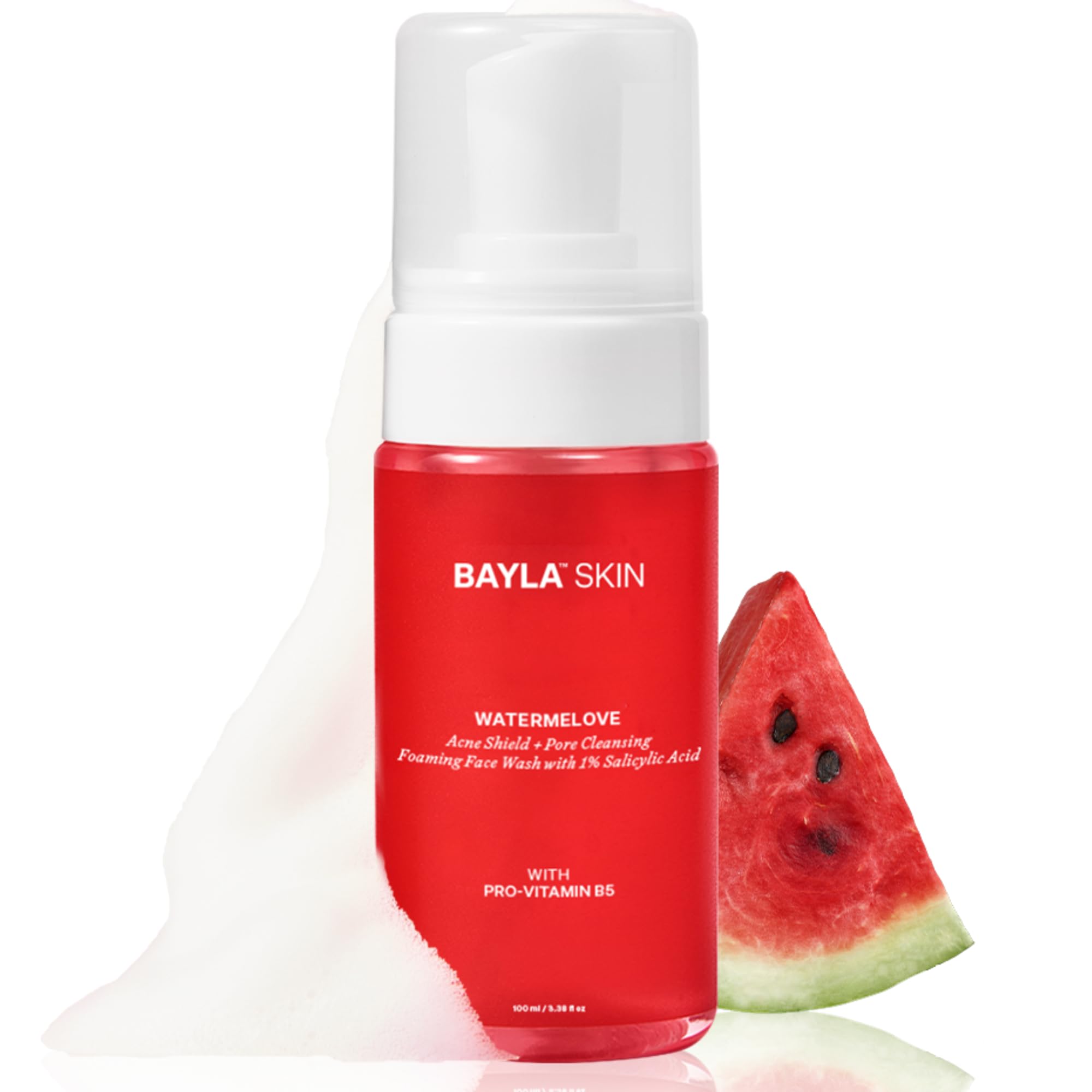 Bayla Skin Watermelon Anti-Acne Face Wash with 1% Salicylic Acid - Sulfate-Free Foaming Cleanser for Acne, Blackheads & Whiteheads - Gentle & Odorless 100ml - Perfect for Daily Skincare & Sensitive Skin