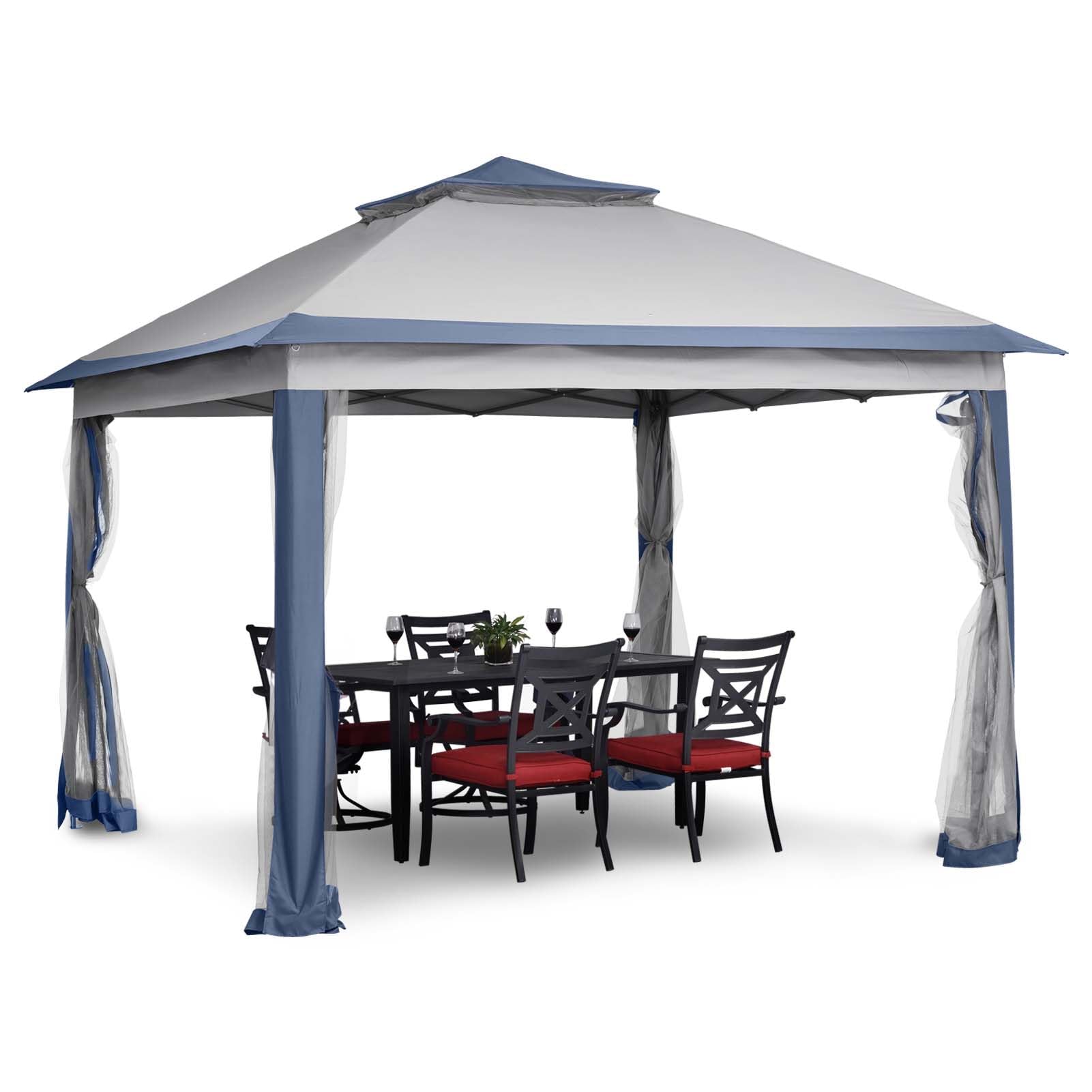 11x11 FT Heavy Duty Gazebo Tent with Mosquito Netting - Adjustable Height Folding Canopy for Outdoor Parties, Patio, Backyard & Garden - Perfect for BBQs, Camping & Summer Gatherings