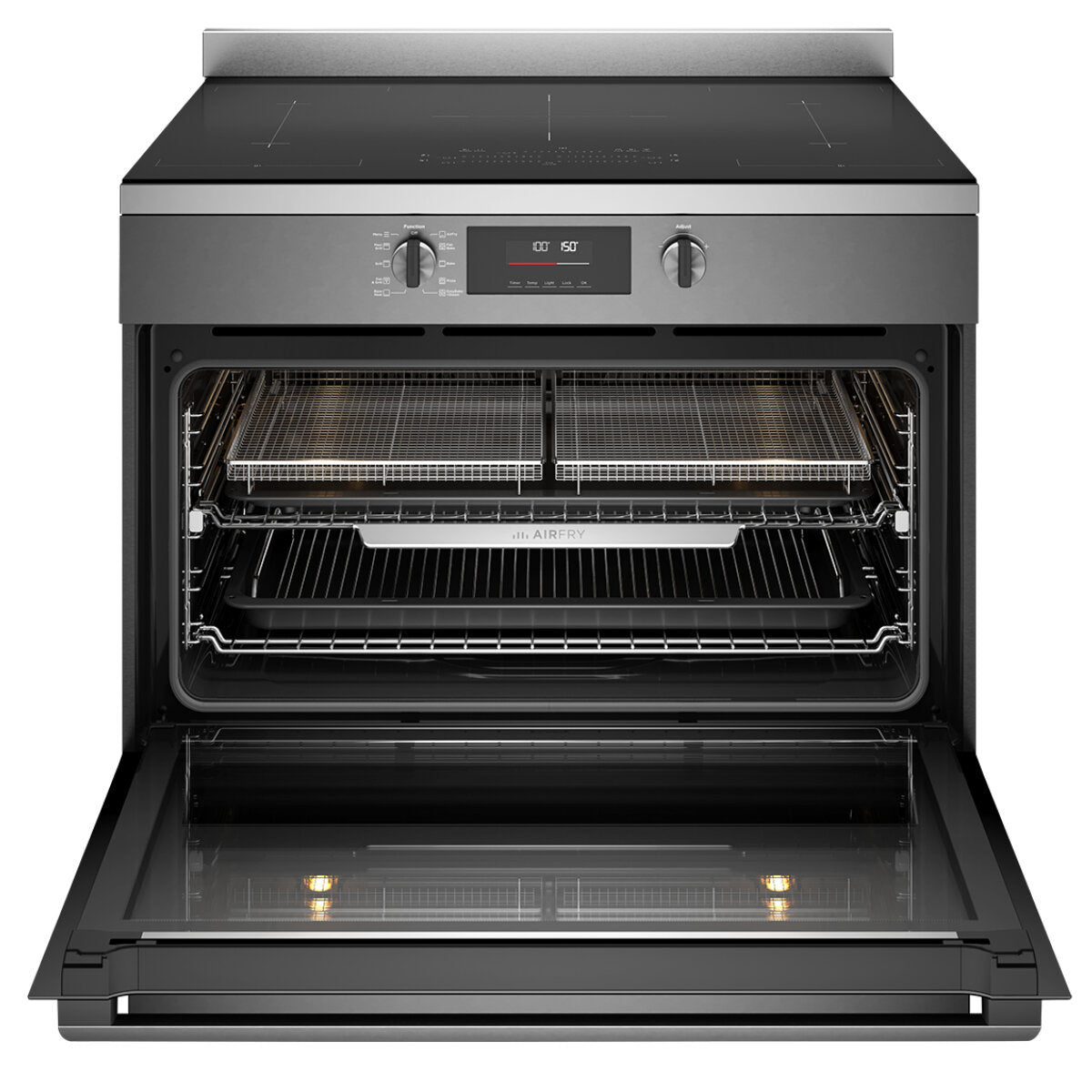 Westinghouse 90cm Induction Pyrolytic Freestanding Cooker with SteamBake Function - Dark Stainless Steel WFEP9757DD | Professional Kitchen Appliance for Home Chefs & Baking Enthusiasts