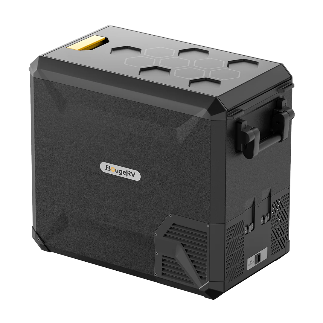 BougeRV ASPEN 50 12V 53QT Dual Zone Portable Car Refrigerator for Camping, Road Trips & Outdoor Adventures - Compact Freezer for Food, Drinks & Ice Storage