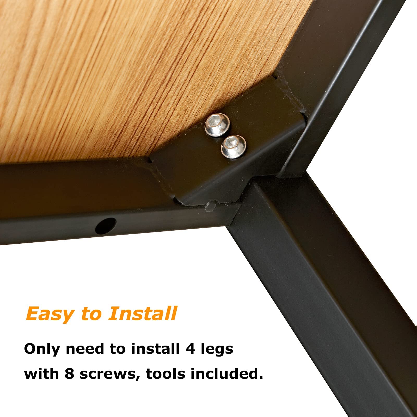 Soges 47 Inch Modern Teak & Black Computer Desk - Home Office, Gaming, Study, Writing Workstation for PC & Laptop | Perfect for Small Spaces & Remote Work