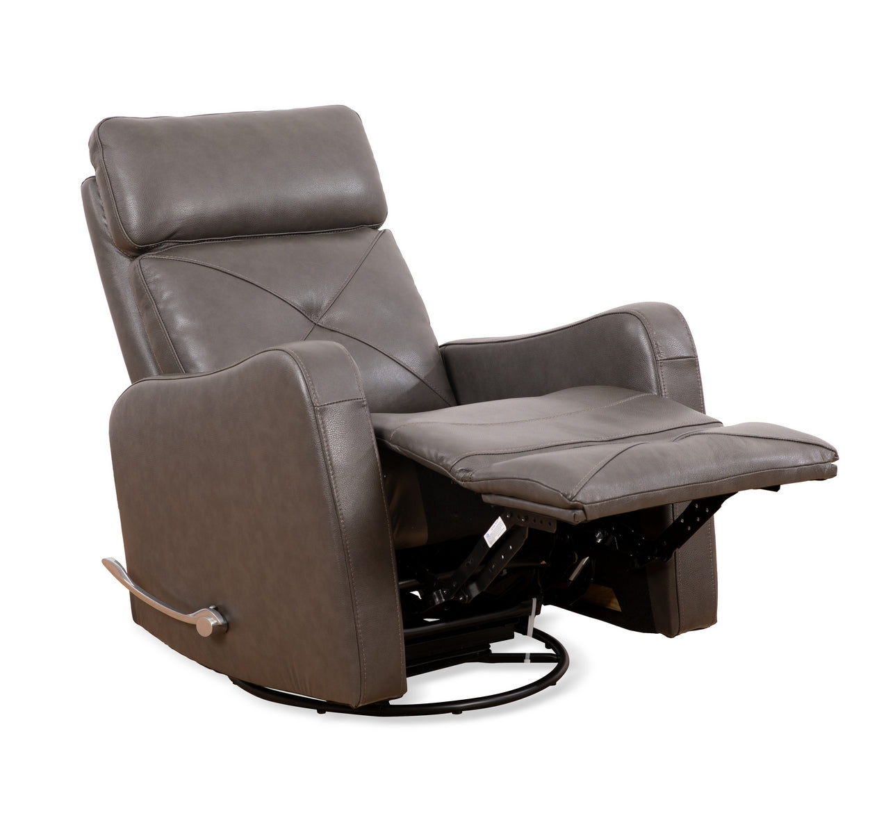 Premium Charcoal Leather Swivel Recliner Chair - 360° Rotating Ergonomic Lounge Chair with Footrest - Perfect for Living Room, Home Theater & Office Relaxation