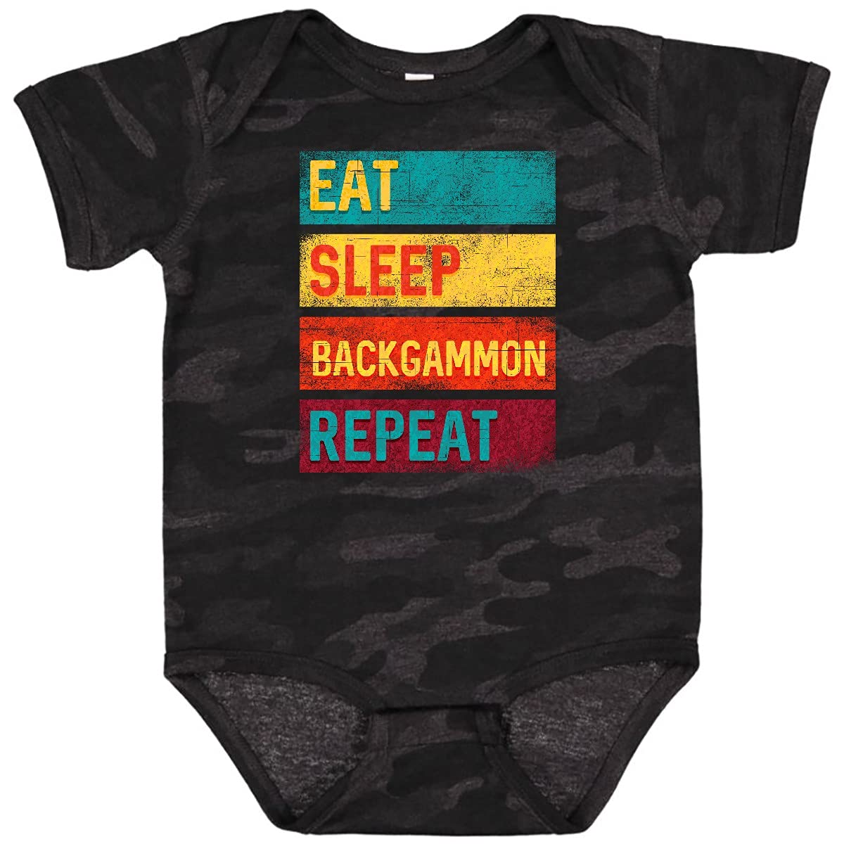 Inktastic Eat Sleep Play Backgammon Repeat Baby Bodysuit - Soft Cotton Onesie for Newborns & Infants - Perfect for Family Game Nights & Casual Outfits