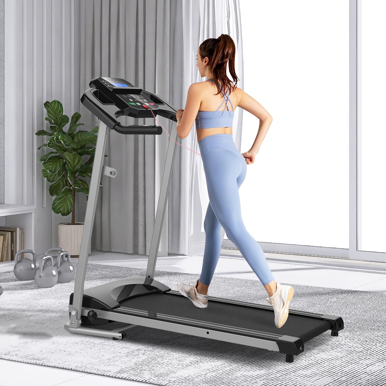 Folding Treadmill for Home & Office Gym - Motorized Running Machine with 12 Preset Programs, Easy Assembly & Cup Holder | Perfect for Small Spaces, Apartment Workouts & Cardio Training