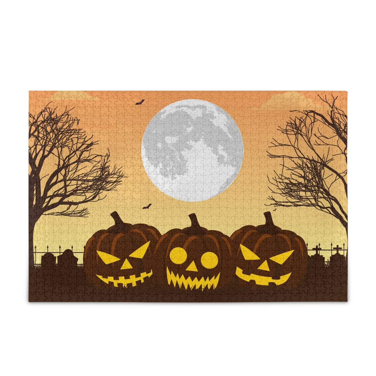 1000 Piece Halloween Jigsaw Puzzle for Adults & Kids - Scary Pumpkin Fantasy Puzzle 20x30 Inch - Fun Family Game Night, Party Decor & Spooky Gift Idea
