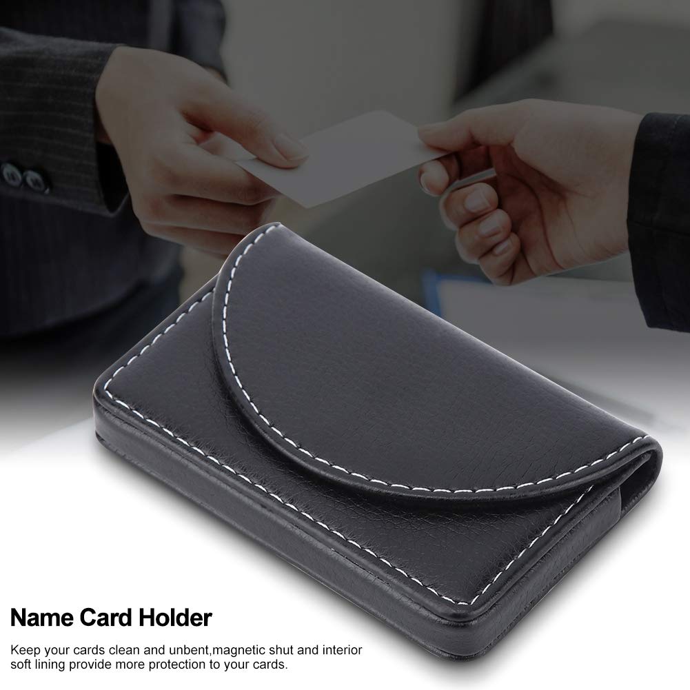Premium Leather Business Card Holder - Professional Wallet Case for Men & Women - Slim RFID Blocking Name Card Organizer - Perfect for Office, Networking & Corporate Events (Black)