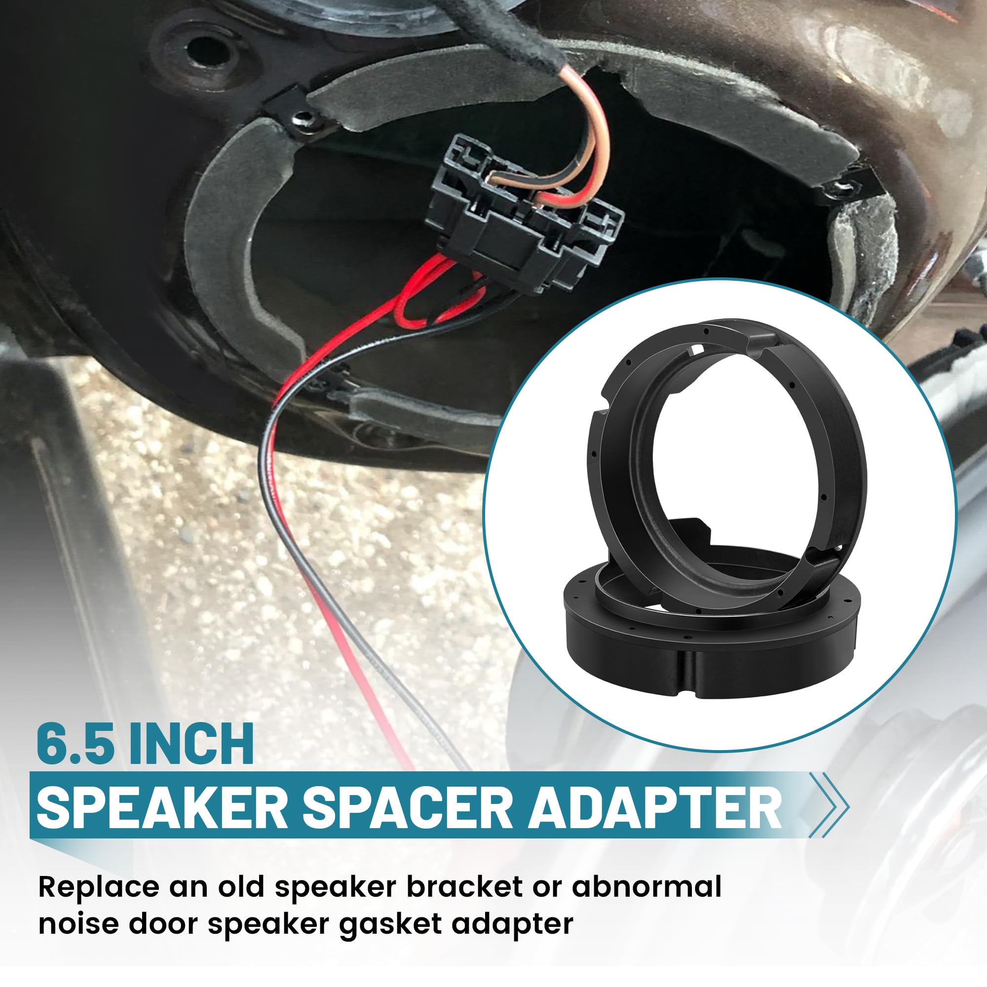 NuIth 6.5 Inch Speaker Adapter Plates - Compatible with VW (1999-2019), Porsche (2000-2006), Skoda (2005-2013), Seat (1999-2005) - Front Door Speaker Mounting Bracket Rings for Aftermarket Car Audio Installation - Perfect for DIY Car Stereo Upgrades