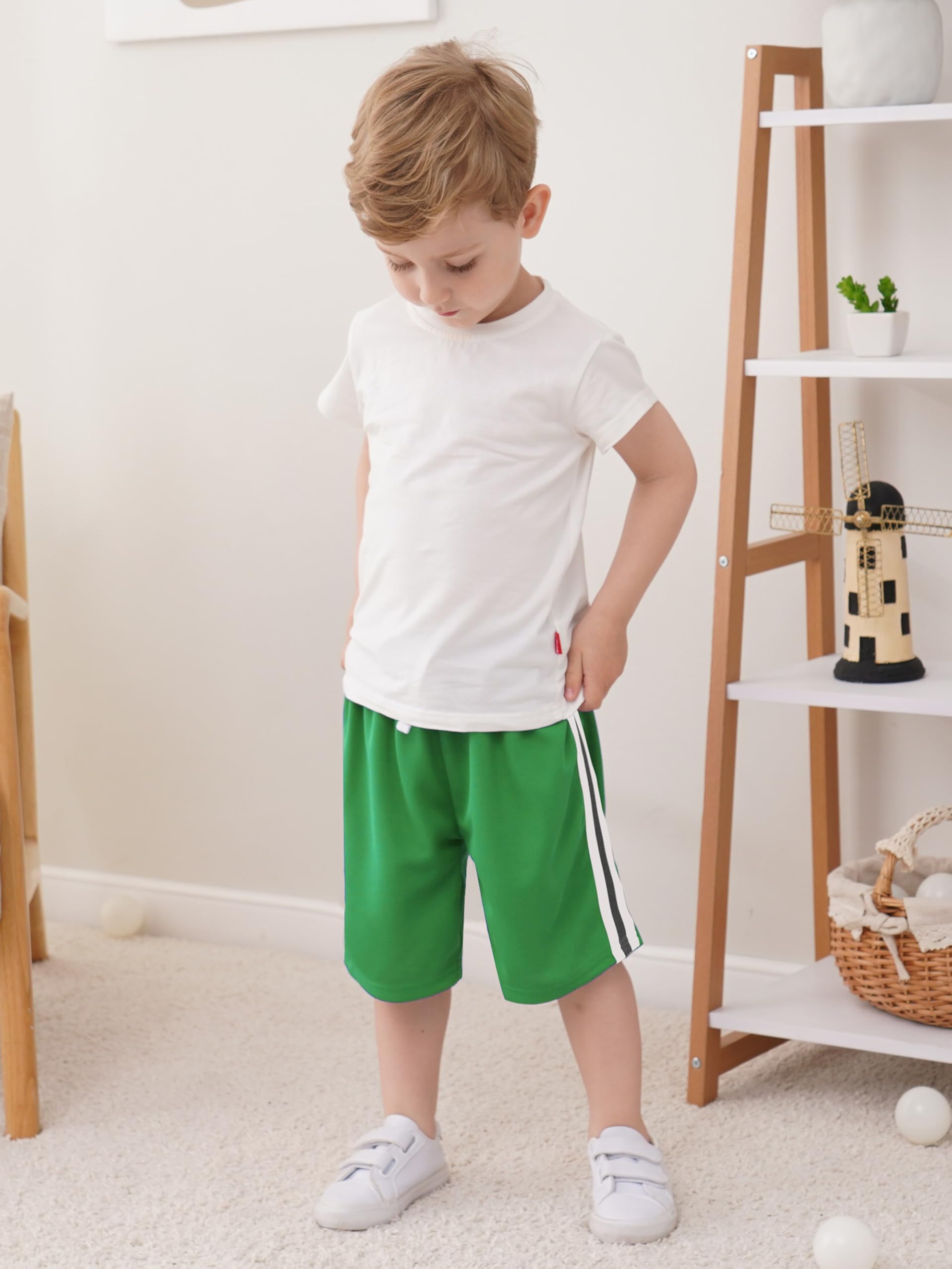 6 Pack Boys' Athletic Shorts - Quick Dry Mesh Basketball Soccer Gym Shorts for Toddlers & Kids - Perfect for Summer Sports, Playground & Outdoor Activities