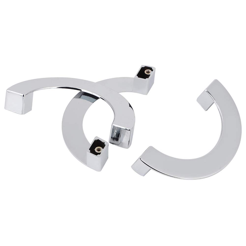 Modern Semicircle Bright Silver Drawer Pulls - Set of 3 (96mm) for Kitchen Cabinets, Furniture, Shoe Storage & Home Decor | Contemporary Hardware for Drawers & Cabinet Doors