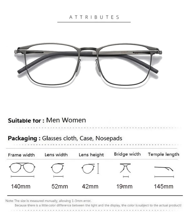 Aimee Unisex Full Rim Square Stainless Steel Eyeglasses Frame 2259 - Lightweight Durable Glasses for Men & Women - Perfect for Reading, Work, and Everyday Fashion