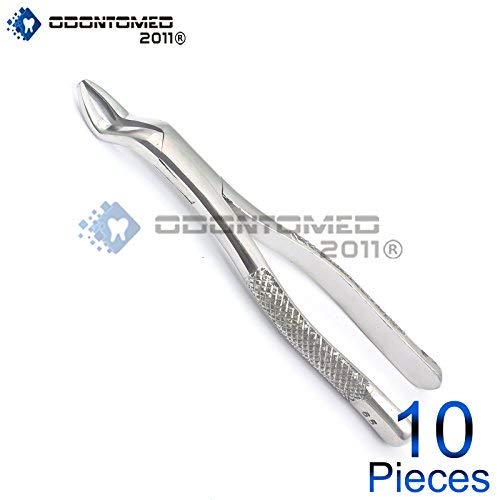 OdontoMed2011® 10 Pcs Dental Extraction Forceps for Upper Incisors - 65mm Alveolar Bone Teeth Removal Tool - Professional Dental Instruments for Dentists & Oral Surgeons - Perfect for Tooth Extractions & Dental Procedures