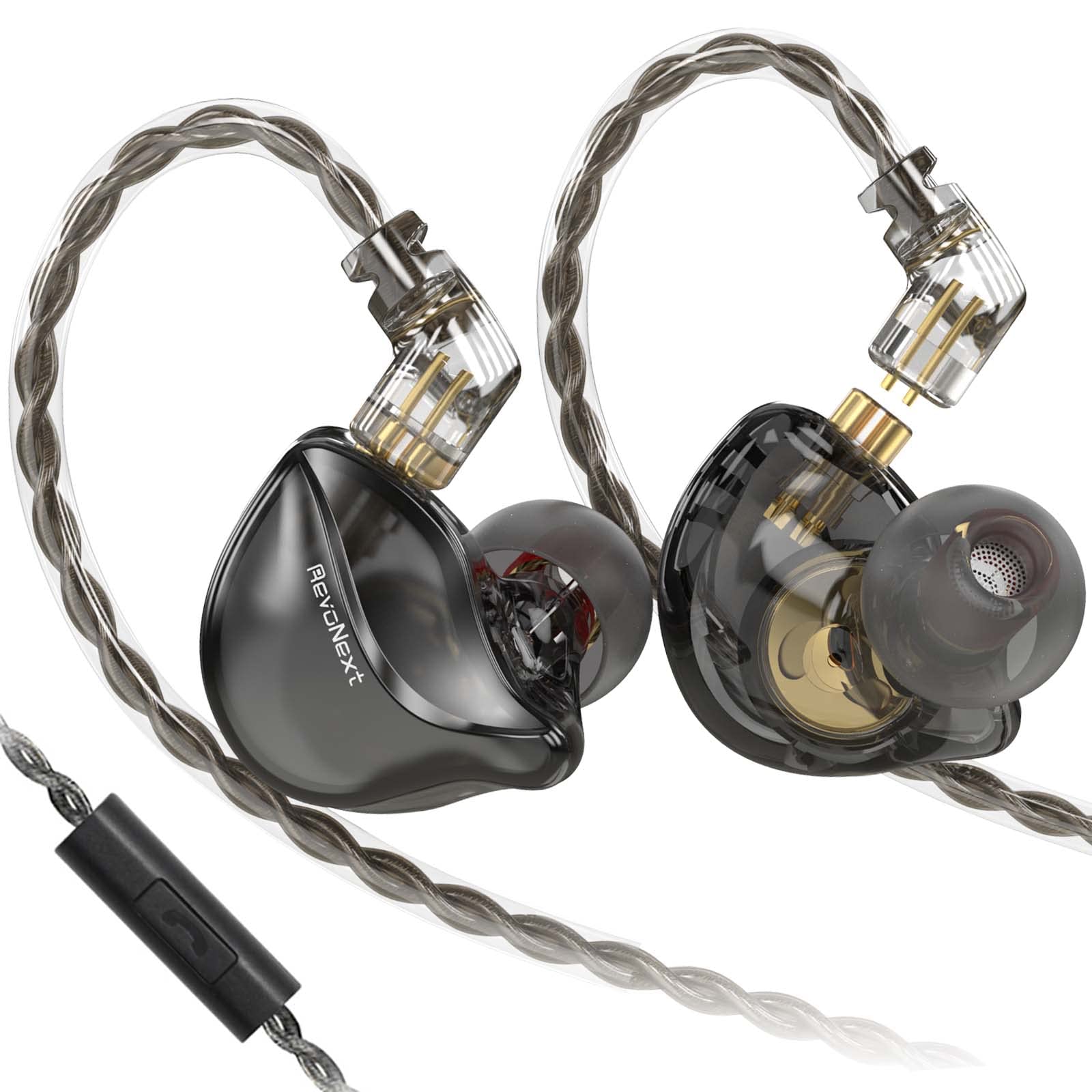 RevoNext RH-212 HiFi Stereo Wired In-Ear Headphones with Detachable Cable & Built-in Microphone - Professional IEM Earphones for Musicians, Drummers, Singers - Perfect for Studio Recording, Live Performances & Music Practice