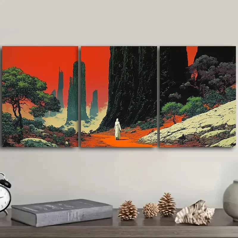3-Piece Strange Planet Wall Art Set - Framed Canvas Prints 40x60cm (16x24in) | High Quality Australian Made Wall Decor | Ready to Hang | Perfect for Living Room, Bedroom & Office Decor