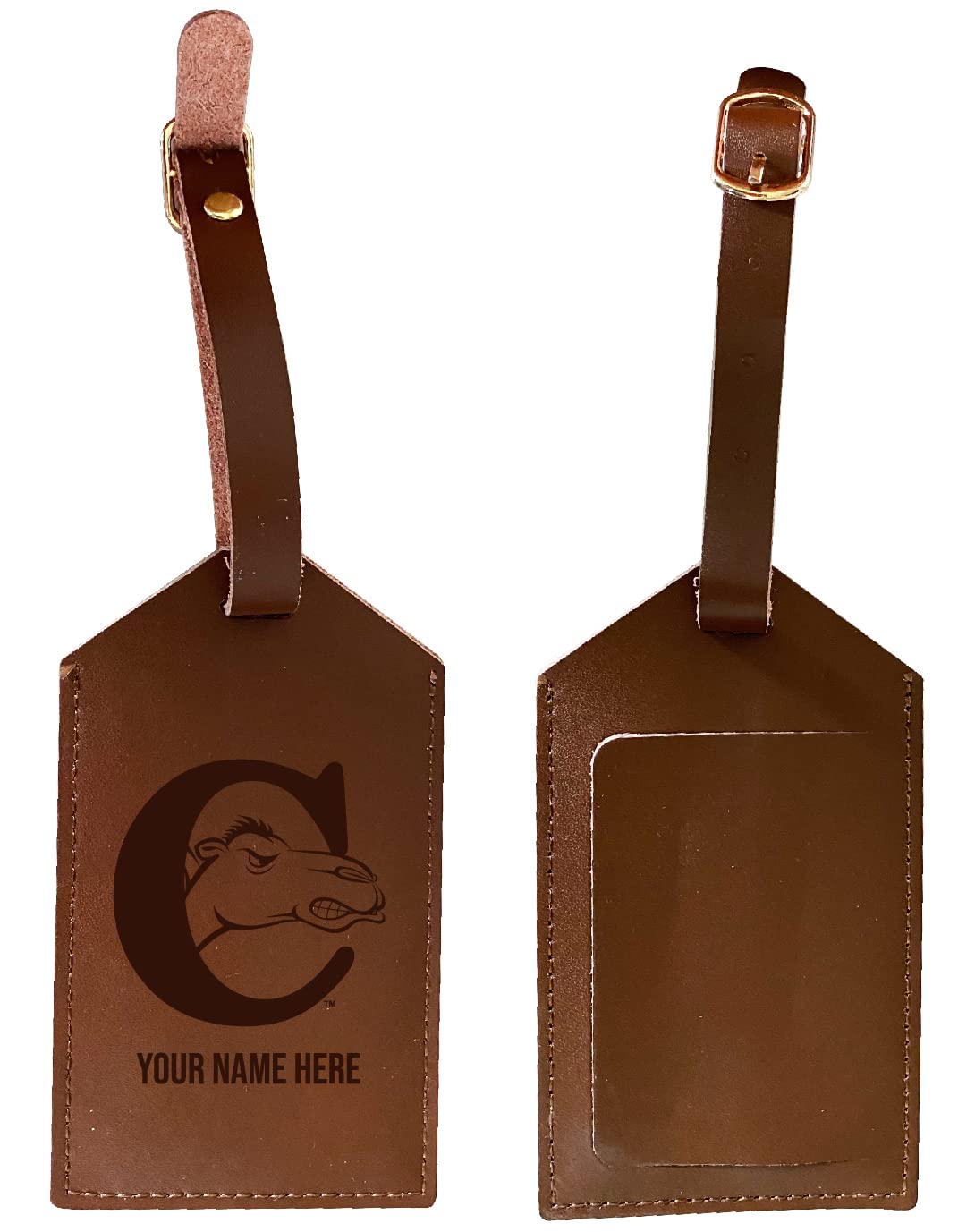 Custom Engraved Leather Luggage Tag - Officially Licensed Campbell University Fighting Camels Gift with Personalization | Perfect for Travel, Alumni Gifts & College Graduation Presents