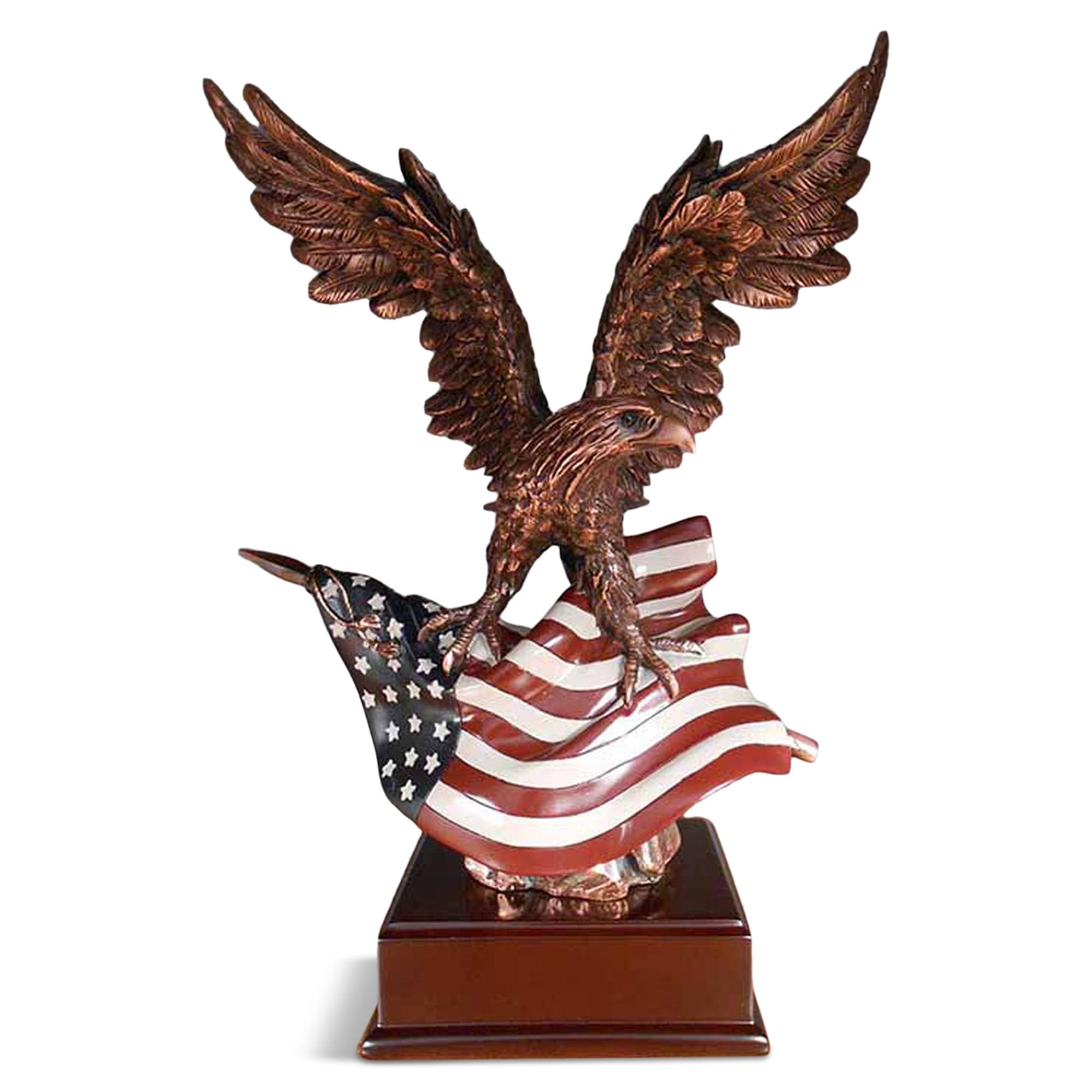 Patriotic Eagle with American Flag Statue - Large Handcrafted Sculpture for Home Decor, Office Display & Patriotic Gift