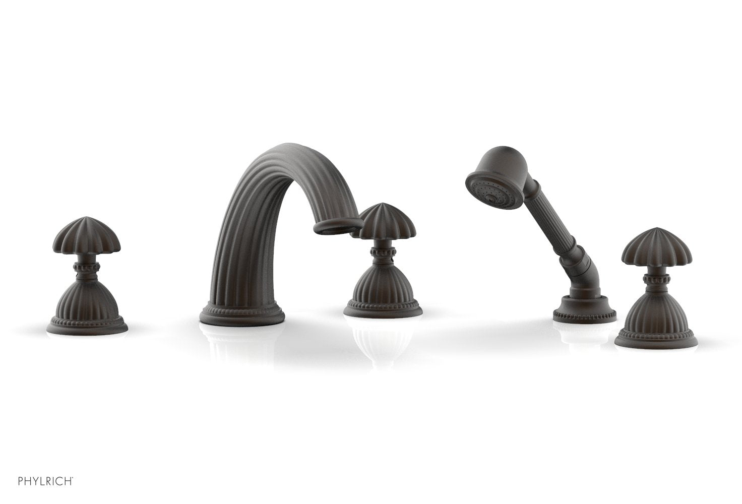 GEORGIAN & BARCELONA Deck Mounted Bathtub Faucet Set with Round Handles and Hand Shower K2361P1 - Perfect for Modern Bathroom Renovation and Spa-Like Experience