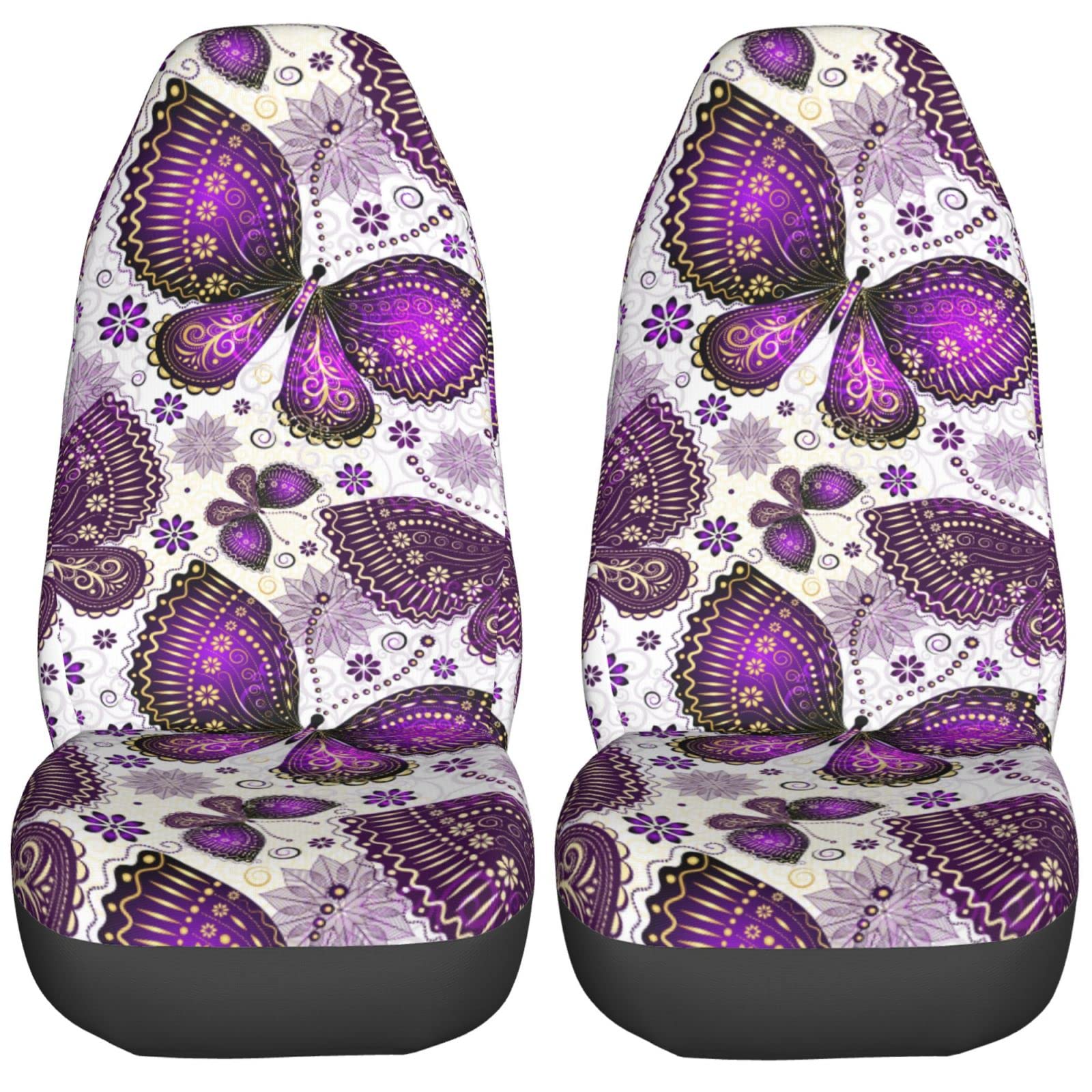 Premium Delerain 2-Piece Car Seat Covers with Butterfly Design - Universal Fit for Most Cars, SUVs, Sedans & Trucks - Interior Protection & Style Upgrade for Daily Commute, Road Trips & Family Travel