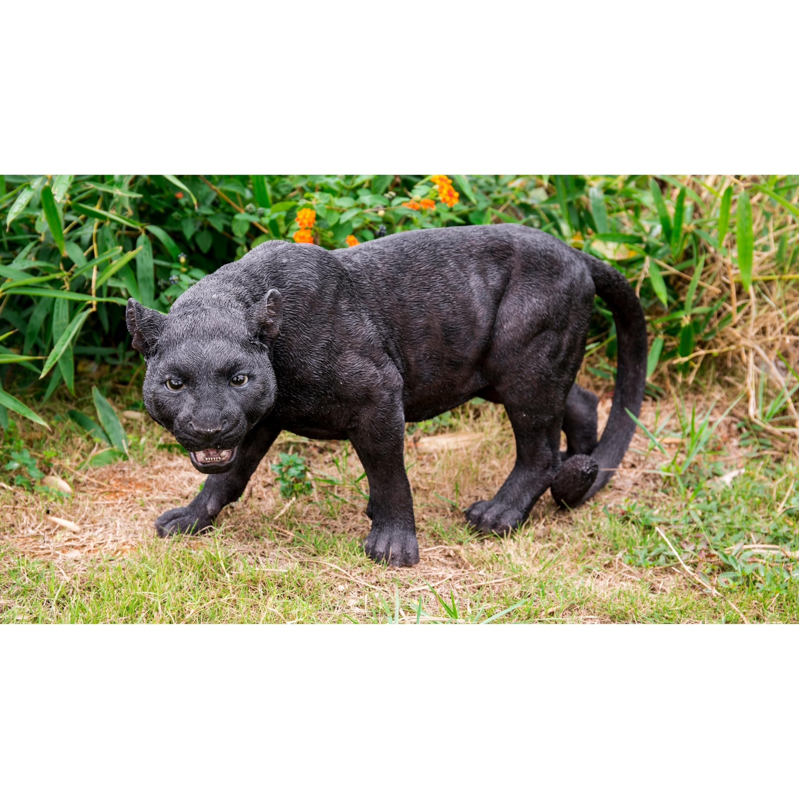 Hi-Line Gift 87696-A Black Panther Stalking Statue - Realistic Panther Sculpture for Home Decor, Office Display & Jungle-Themed Gifts