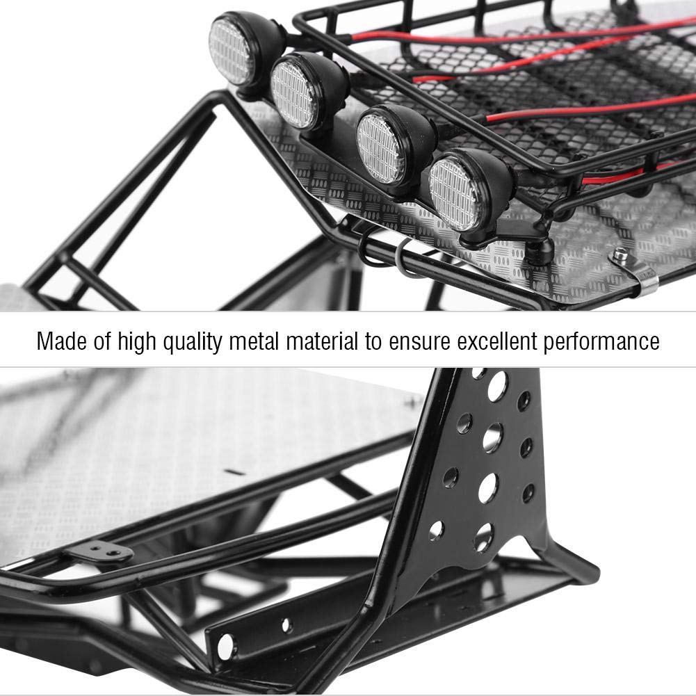 High-Quality Metal RC Car Frame with Guard Plate, Roof Rack & LED Lights - Durable Off-Road Vehicle Chassis for Crawler, Rock Racing & Trail Adventures
