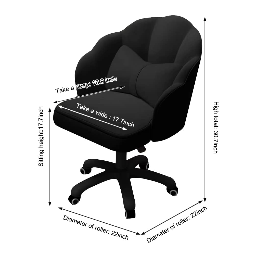 Modern Velvet Tufted Mid-Back Swivel Office Chair - Adjustable Height Computer Desk Chair for Home Office, Gaming & Makeup Vanity - Ergonomic Upholstered Task Chair with Butterfly Design
