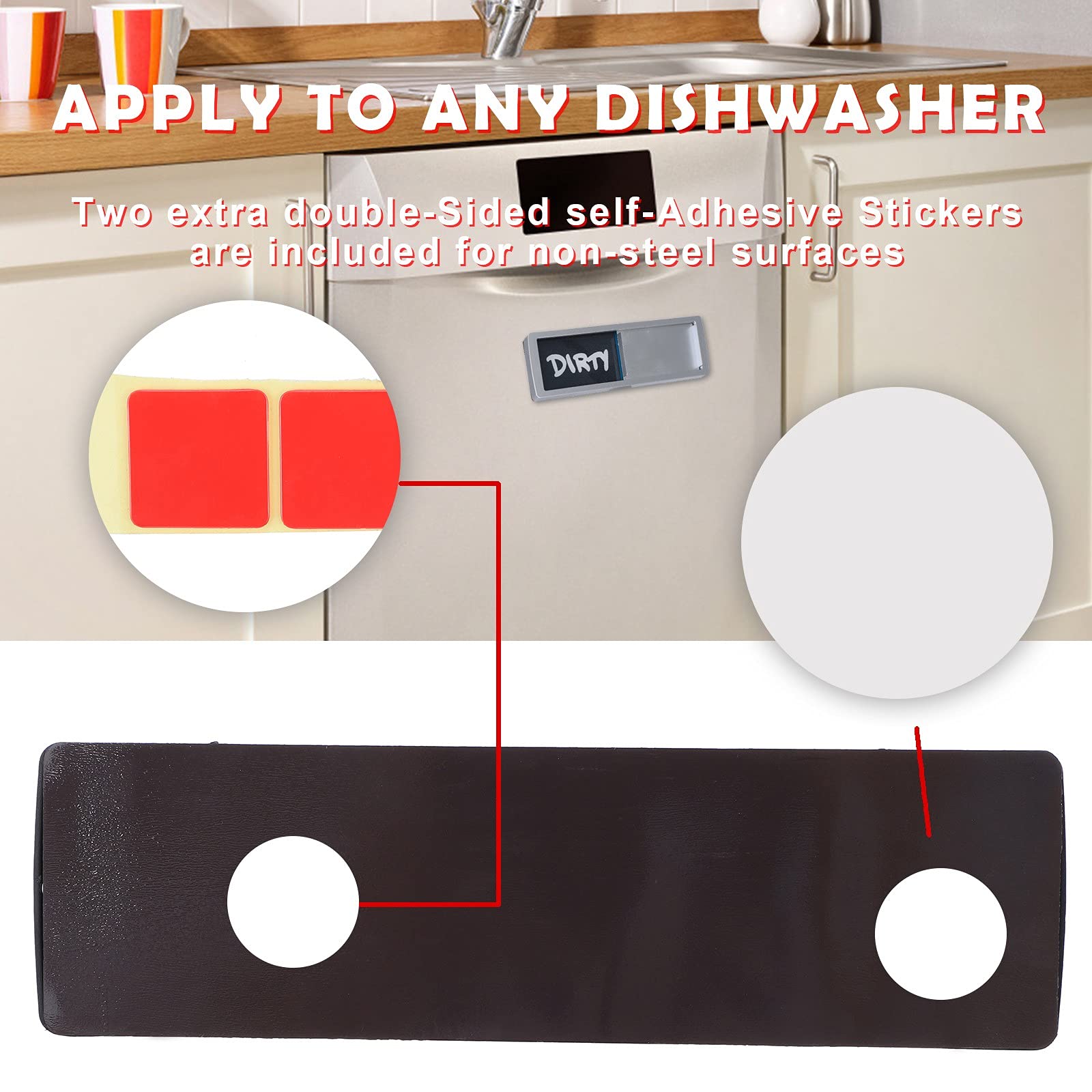 Premium Kitchen Towel Set with Indicator Sign & Super Strong Metal Magnets - Clear Font for Easy Reading - Perfect for Dishwasher, Refrigerator & Pantry Organization