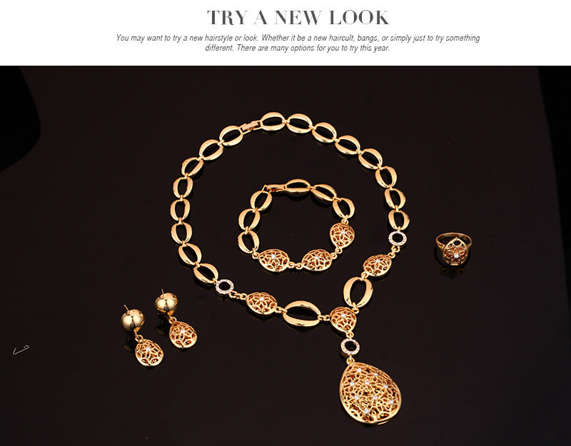 Stylish 4-Piece Jewelry Set - Necklace, Earrings, Bracelet & Ring for Women | Perfect for Parties, Weddings & Everyday Wear