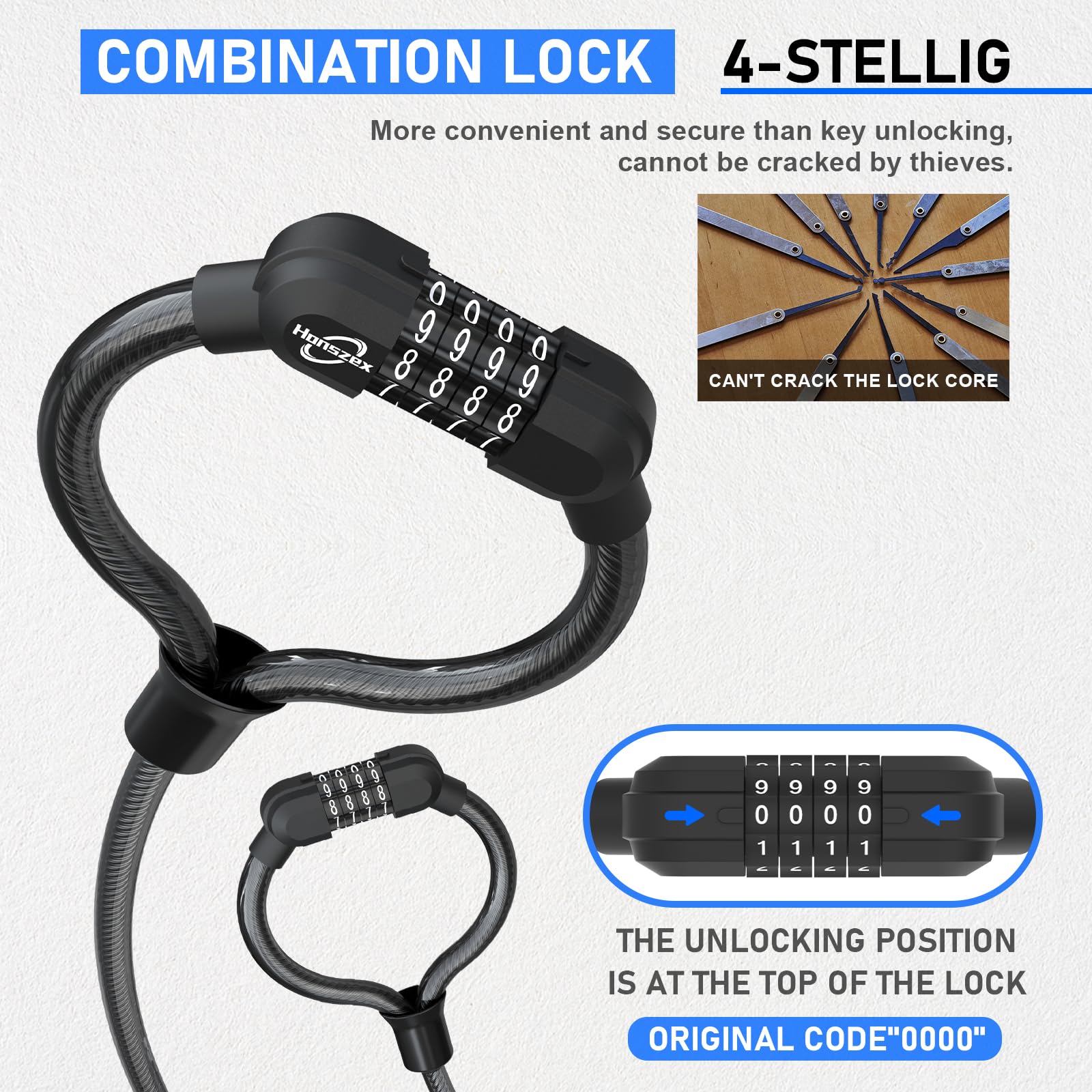 Heavy Duty Scooter Lock - 41 Inch Combination Cable Lock for Bikes, Electric Scooters & Mobility Devices | Anti-Theft Double Cable Security | Perfect for Urban Commuting, Campus Safety & Outdoor Activities