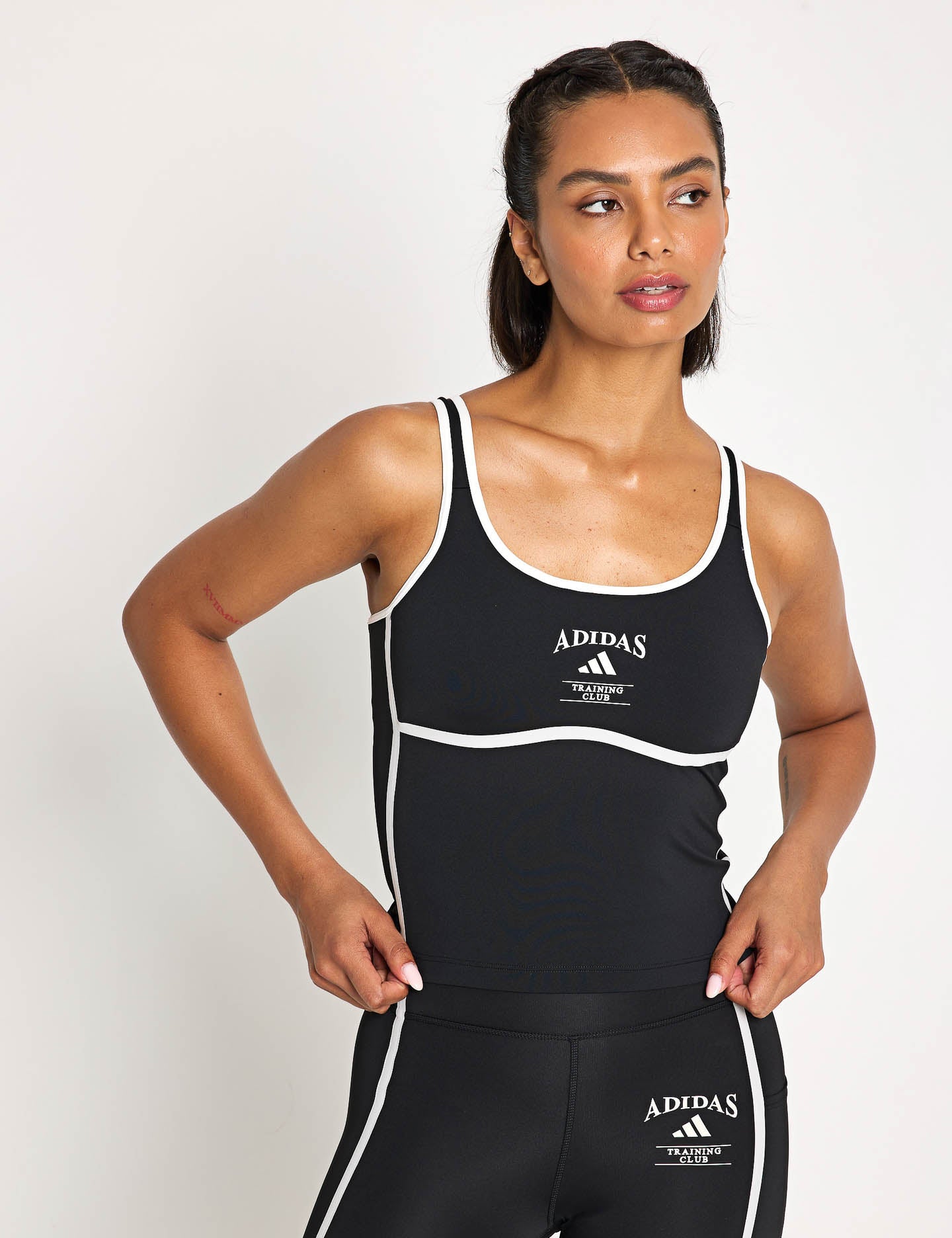 Heritage Women's Tank Top with Built-In Low Support Bra - Black & Chalk White | Comfortable Workout & Yoga Top for Active Lifestyles