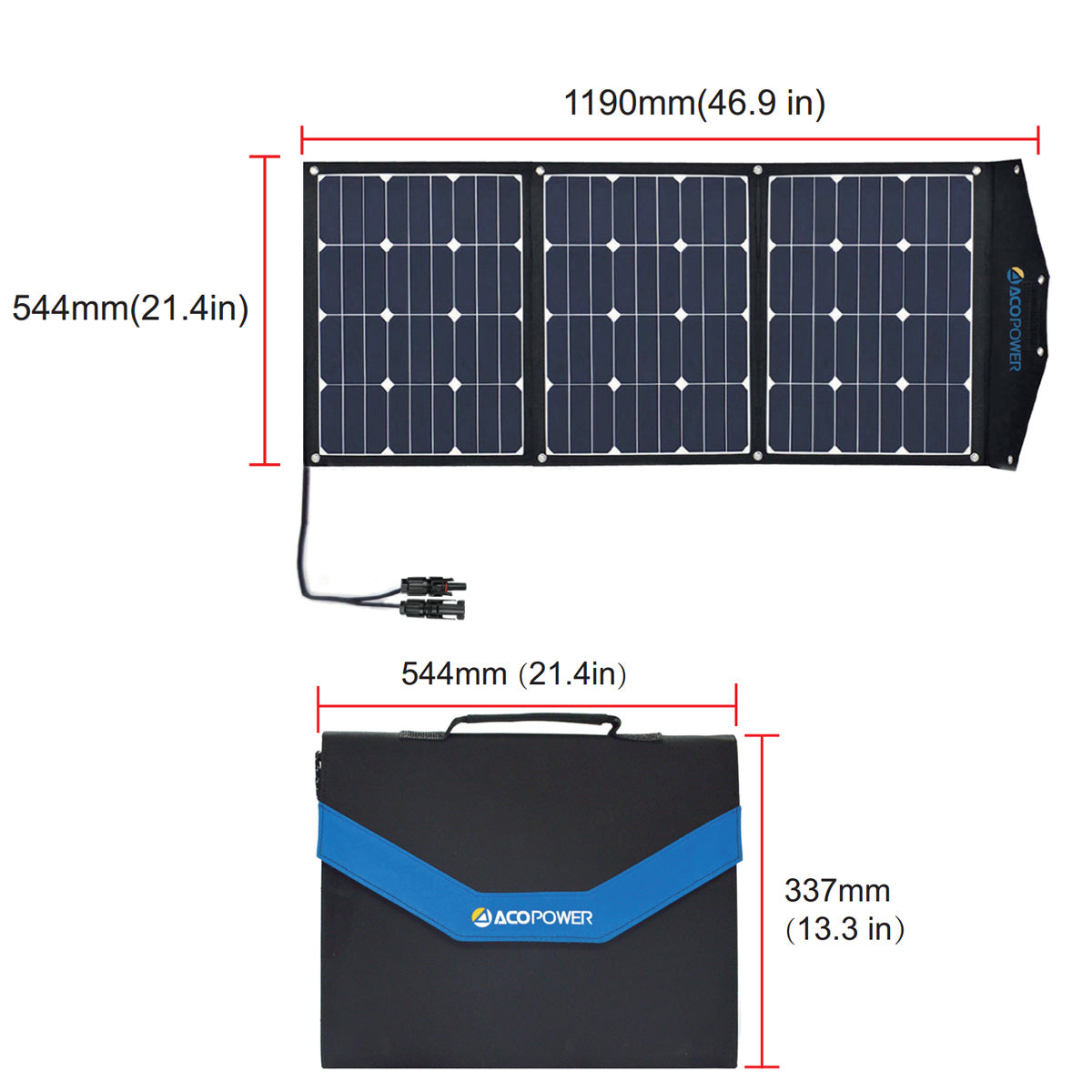 Acopower 90W Foldable Solar Panel Kit - Lightweight Portable Suitcase for Camping, RV, and Off-Grid Power