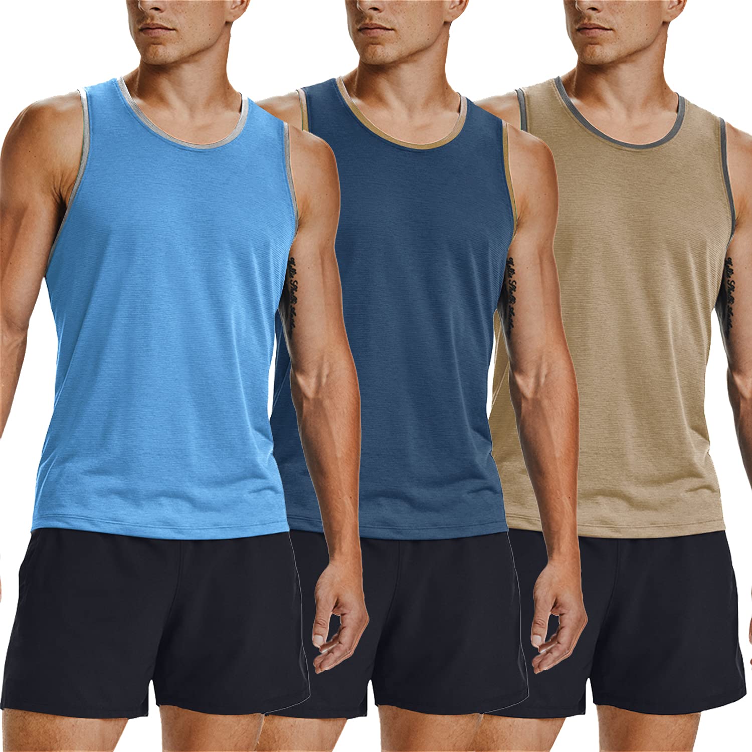 COOFANDY Men's Workout Tank Tops 3 Pack - Gym Shirts, Muscle Tee, Bodybuilding & Fitness Sleeveless T-Shirts for Men - Perfect for Weightlifting, Running & Summer Workouts
