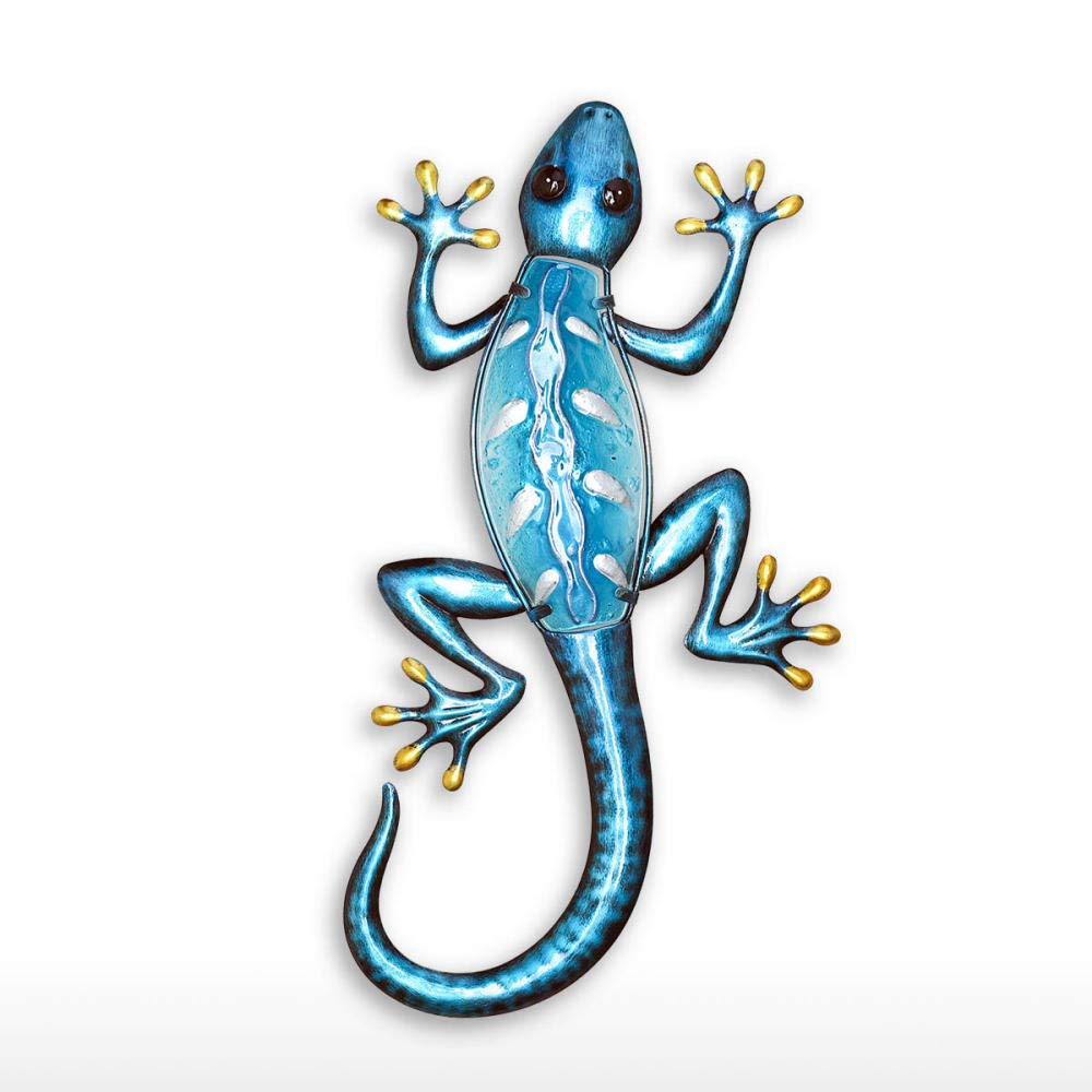 Creative Blue Gecko Wall Art - Handcrafted Lizard Statue for Home Decor, Indoor Outdoor Bedroom Living Room Wall Hanging, Perfect for Nature-Inspired Spaces and Tropical Themes