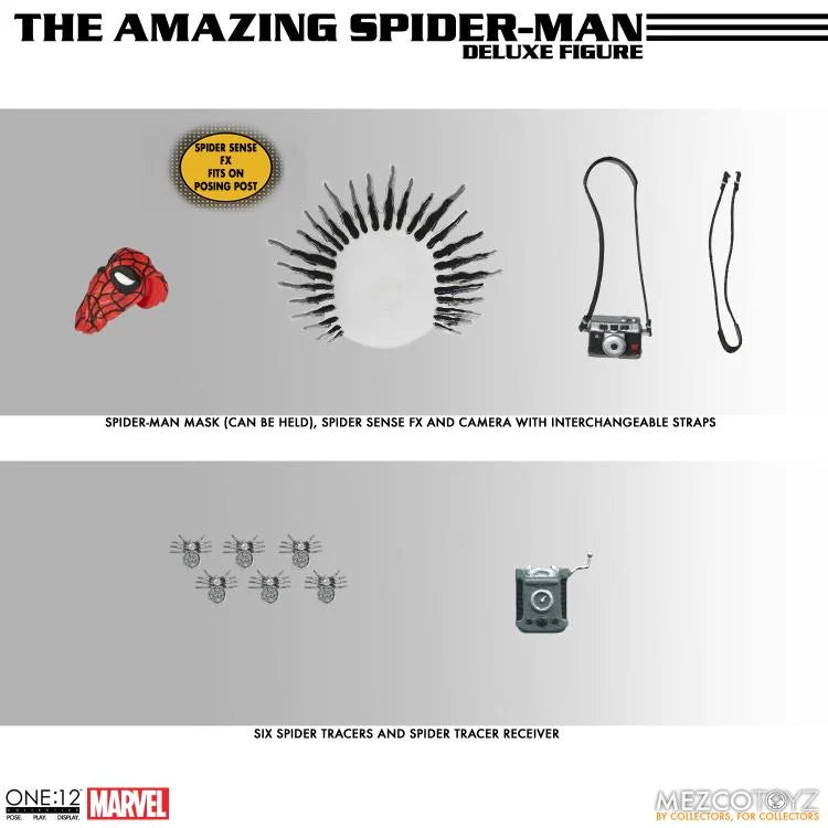 Mezco One:12 Collective Amazing Spider-Man Deluxe Edition Action Figure - Premium Collectible for Marvel Fans, Home Display & Gift Idea
