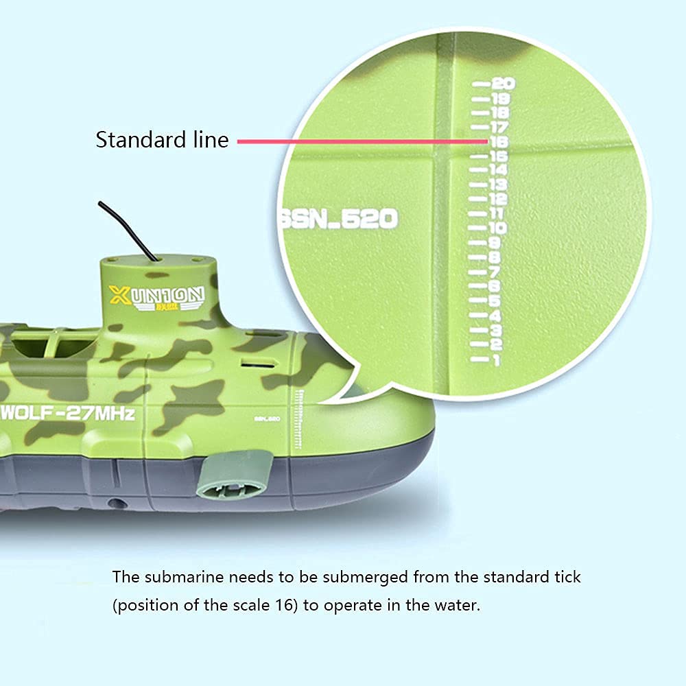 6CH Mini RC Submarine Toy - Military Model Remote Control Boat for Kids, Electric Swim Diving Pool Fish Tank Water Play - Perfect Birthday Gift for Boys & Girls (Green) | Fun Indoor & Outdoor Water Games, Pool Parties, Bathtub Playtime