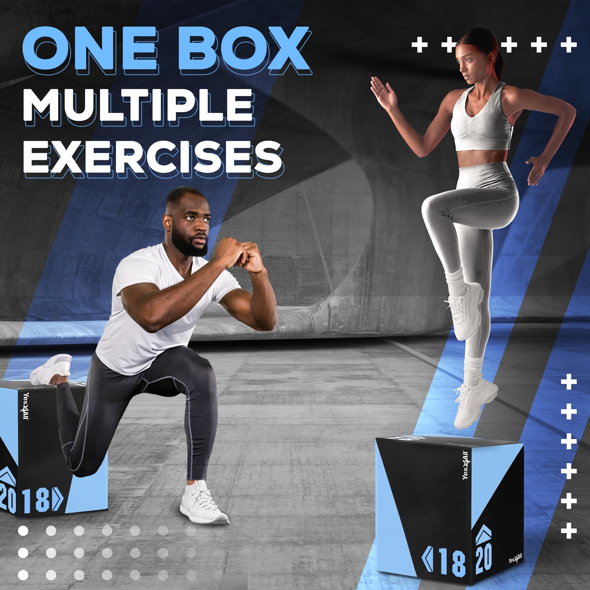 Yes4All 3-in-1 Adjustable Foam Plyometric Jump Box for CrossFit, HIIT & Strength Training - Durable Exercise Plyo Box for Home Gym & Outdoor Workouts - Perfect for Box Jumps, Step-Ups & Fitness Conditioning