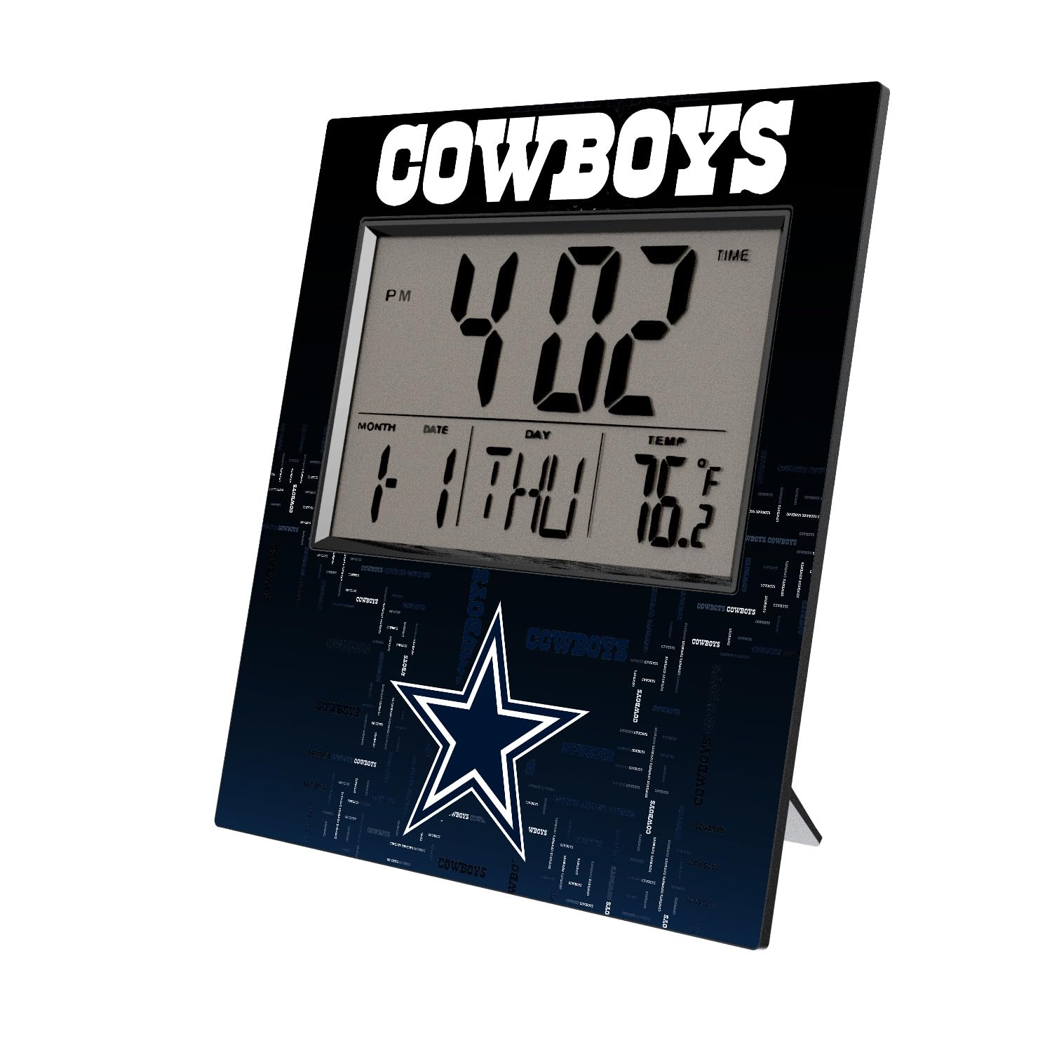 Dallas Cowboys NFL Team Logo Digital Alarm Clock with LED Display - Perfect for Office, Home Desk, and Sports Fan Gifts