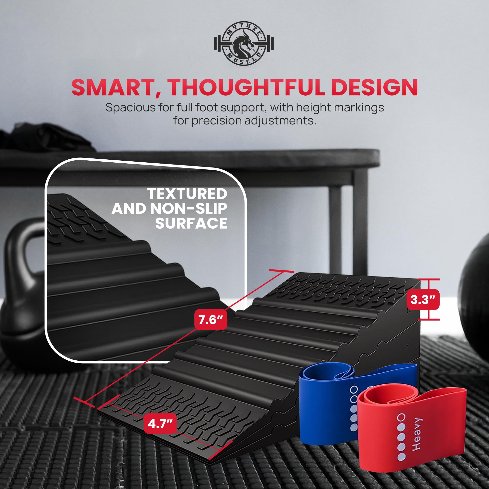 Adjustable Squat Wedges for Heels - 6-Piece Stackable Exercise Wedge for Elevated Squats, Non-Slip Squat Blocks for Strength & Balance Training - Durable 1200 lbs Capacity with Resistance Bands & Carry Bag - Perfect for Home Gym, CrossFit, and Weightlifting Workouts