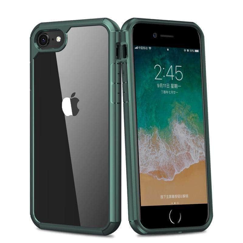 Shockproof iPhone SE 2020 Case - Clear Hard PC Back & Soft TPU Bumper - Protective Cover for Everyday Use, Travel, and Outdoor Activities