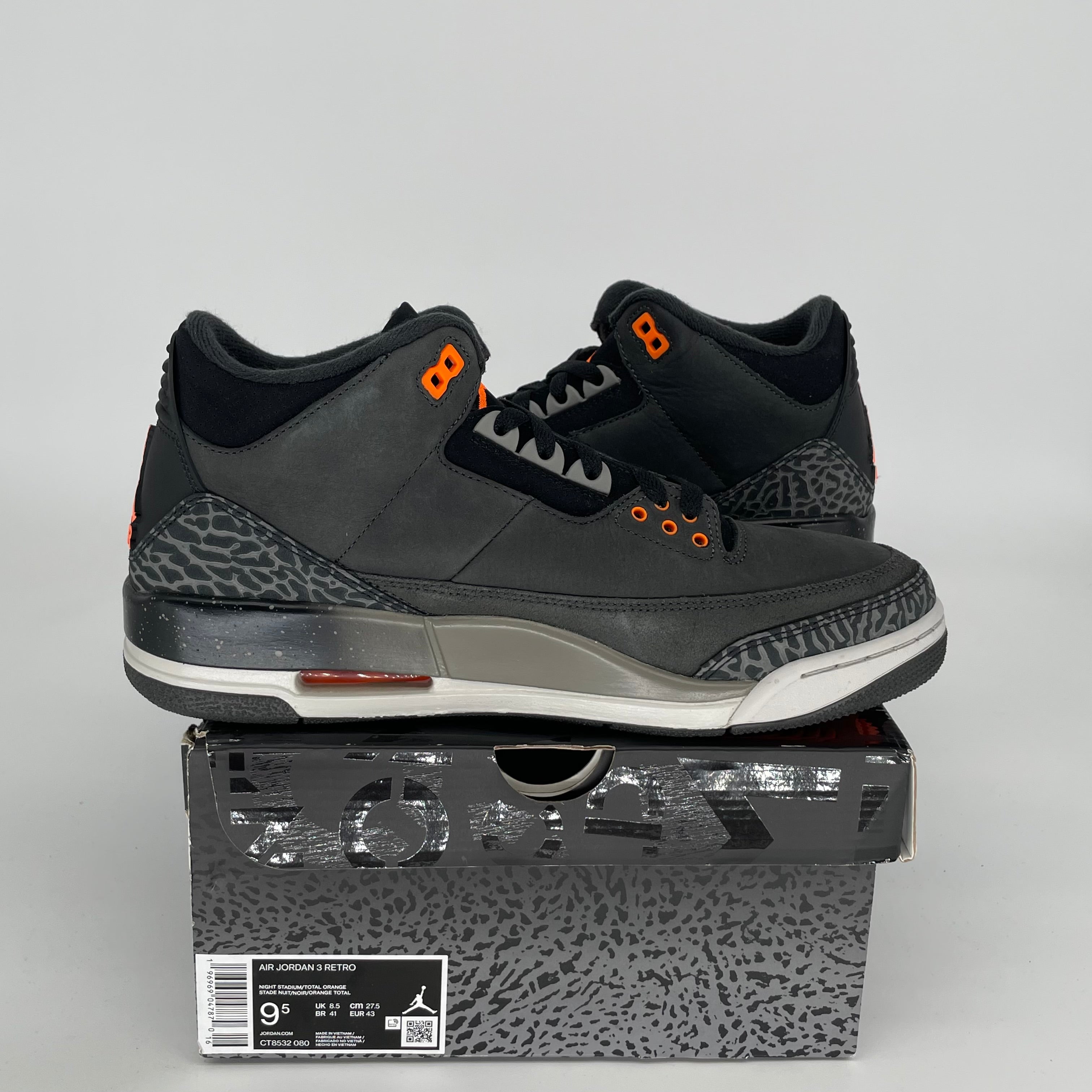 AIR JORDAN 3 FEAR Basketball Shoes Men's Size 9.5 (CT8532-080) - Retro Style Sneakers for Streetwear & Casual Outfits