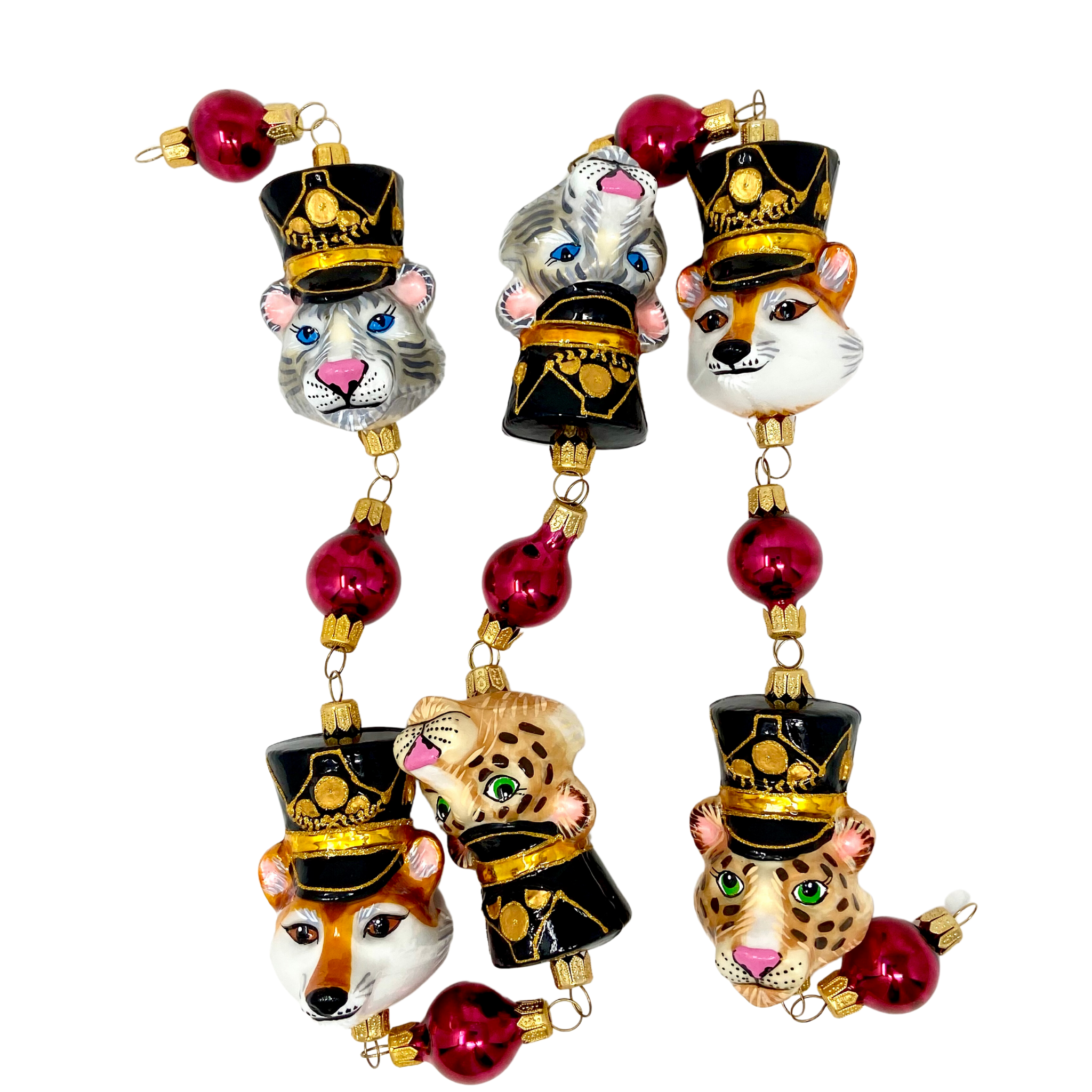Handmade Blown Glass Animal Soldiers Christmas Garland - Vintage Holiday Decor for Tree, Mantel & Festive Home Decorations