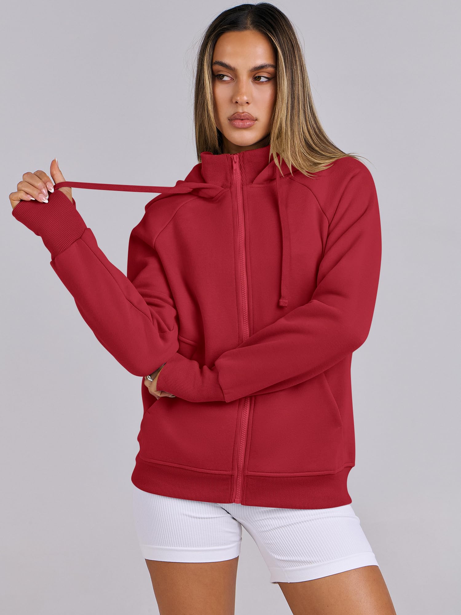 ANRABESS Women's Fleece Zip-Up Hoodie with Pockets - Long Sleeve Casual Sweatshirt for Fall Fashion | Y2K Preppy Outfits | Perfect for College, Streetwear & Cozy Loungewear