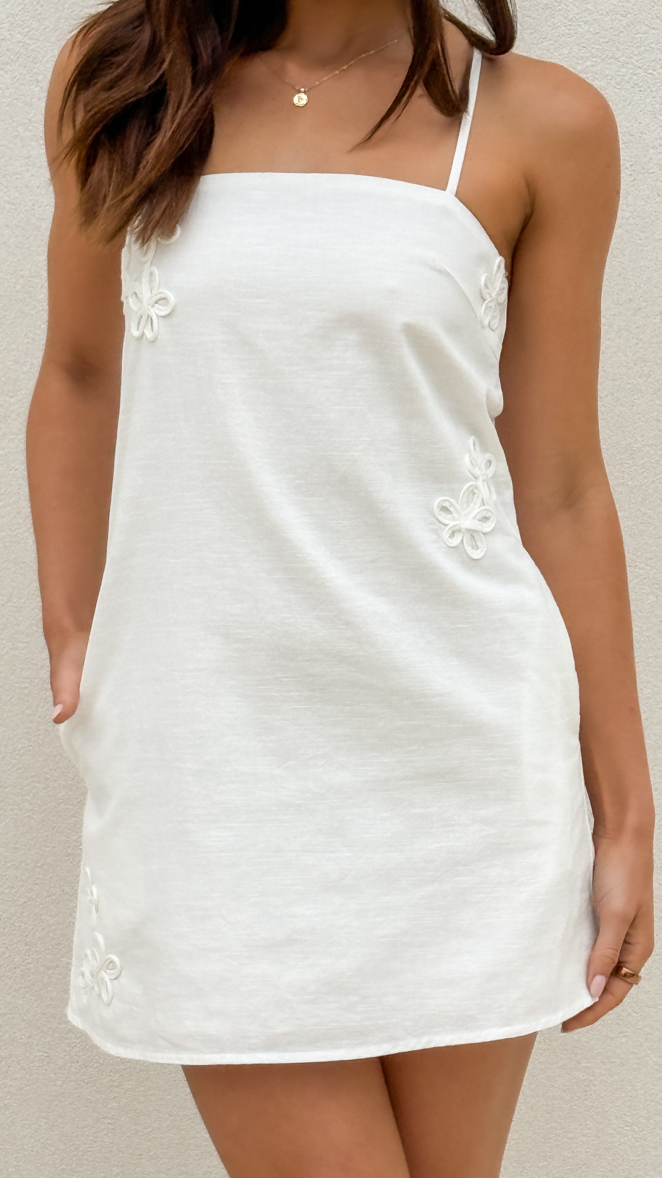 Elegant White Iris Mini Dress for Women - Perfect for Summer, Parties & Casual Outings