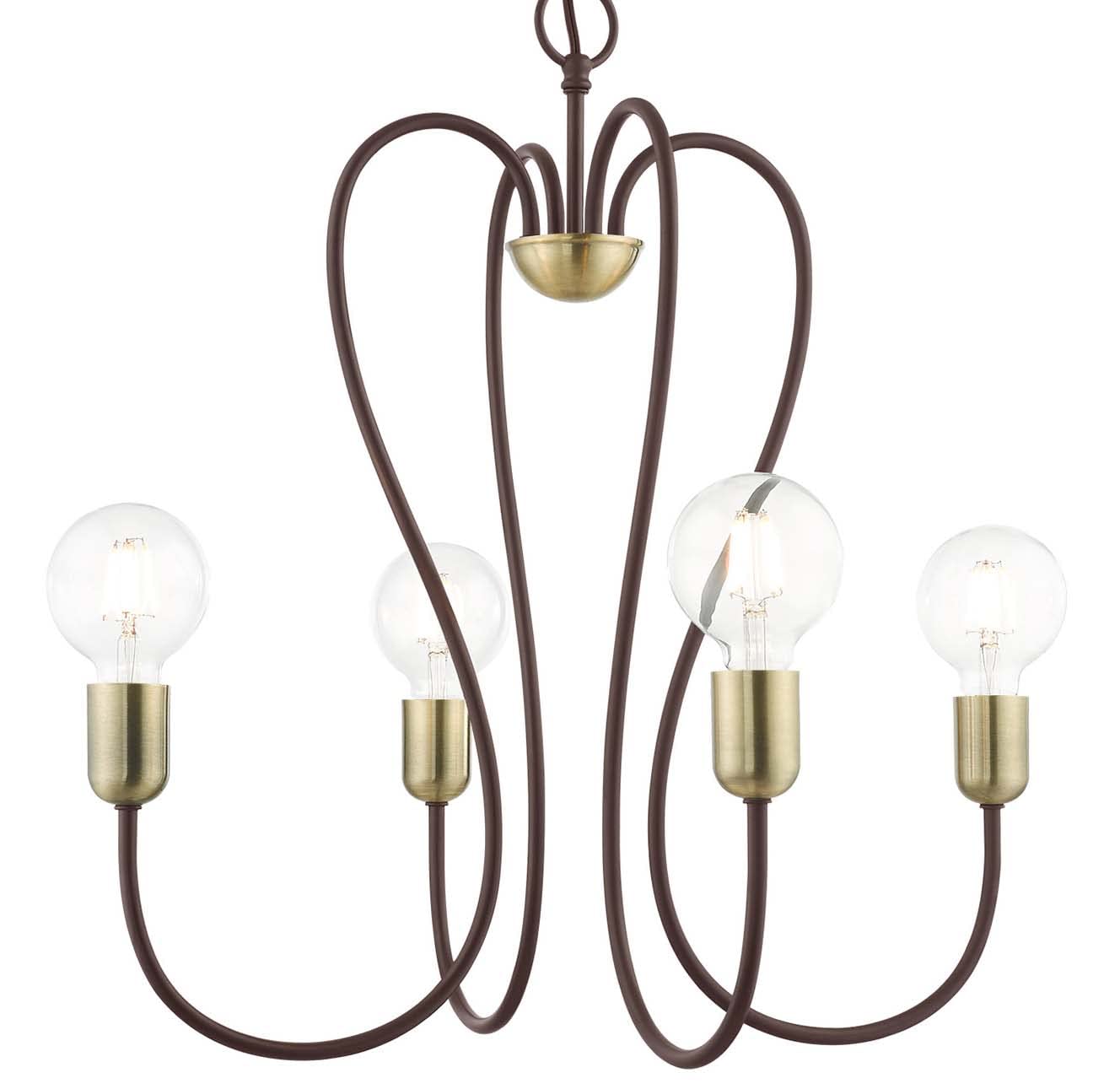 Livex Lighting 41364-07 4-Light Bronze Chandelier - Elegant Ceiling Fixture for Dining Room, Bedroom & Living Room Decor