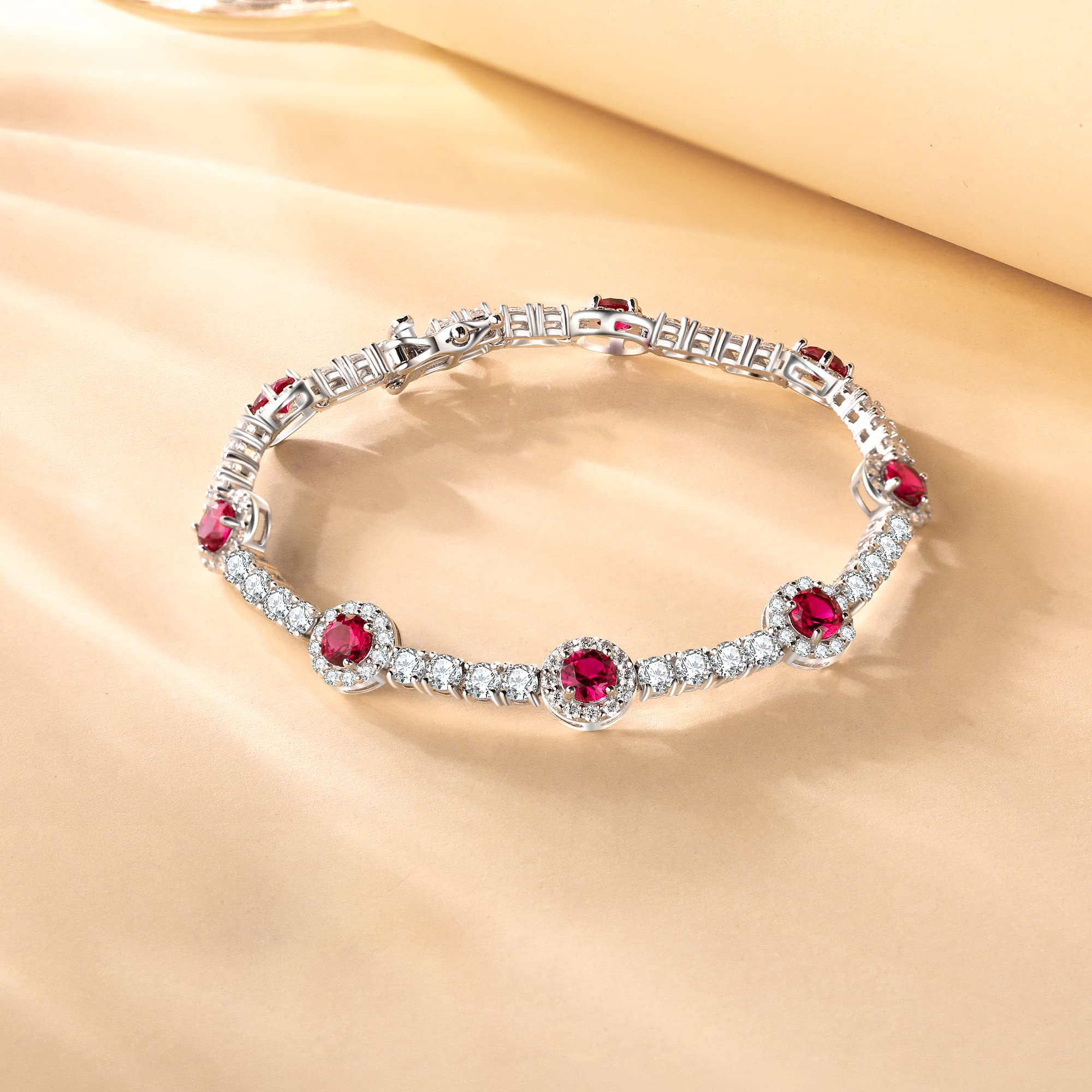 FANCIME Sterling Silver Gemstone Tennis Bracelet with Birthstones - 7