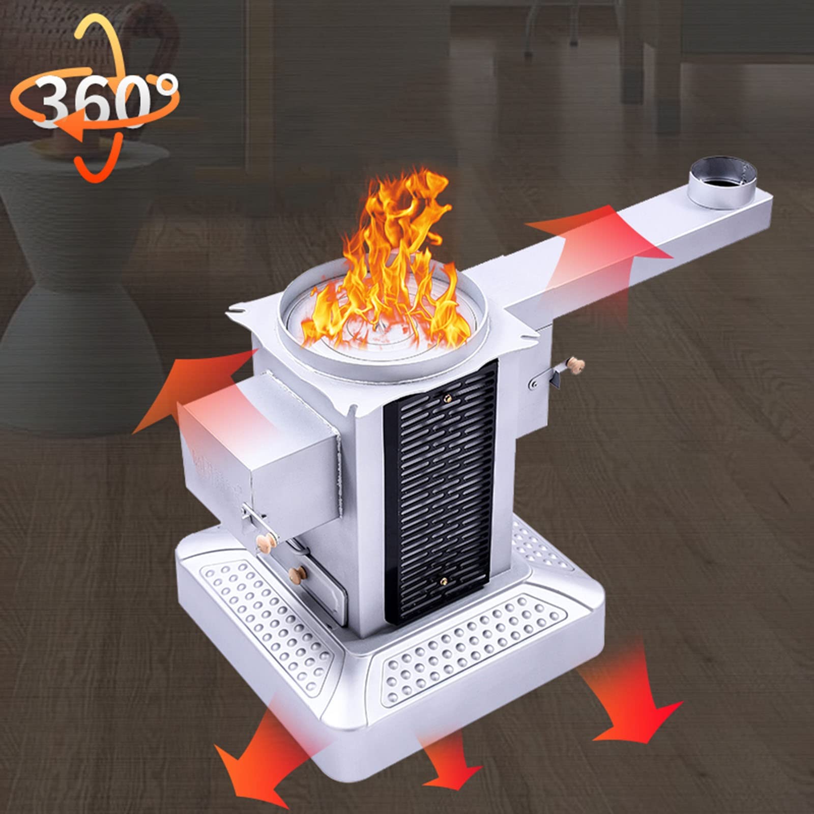 Stainless Steel Single Panel Wood Burning Stove - Indoor & Outdoor Dual Use for Heating and BBQ - Smoke-Free for Rural Villas & Cabins - Perfect for Home Heating, Camping, and Outdoor Cooking