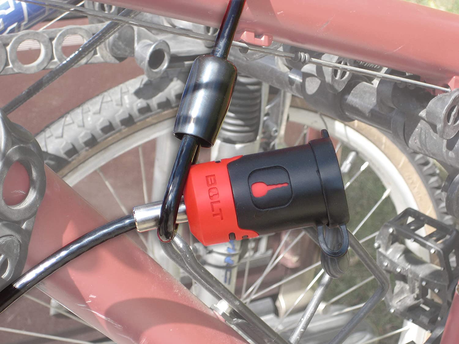 BOLT 6ft Heavy Duty Cable Lock with Center Cut - Secure Bikes, Motorcycles, Scooters & Outdoor Equipment - Perfect for Urban Commuting & Travel Protection