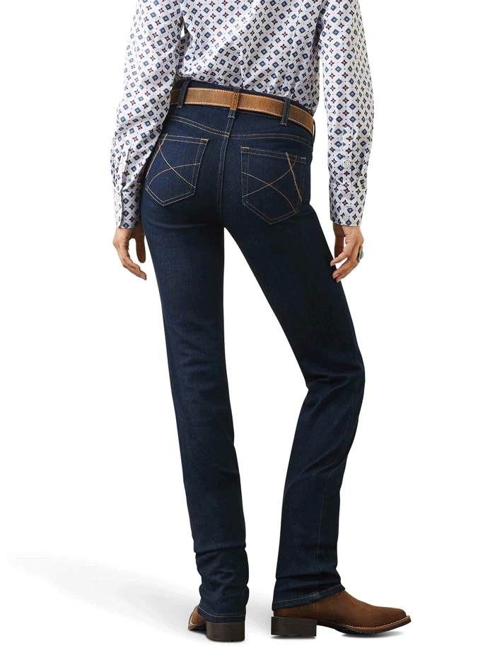 Ariat Women's REAL Perfect Rise Ella Straight Jean in Rinse Wash - Comfortable & Stylish Denim for Work, Riding & Casual Wear