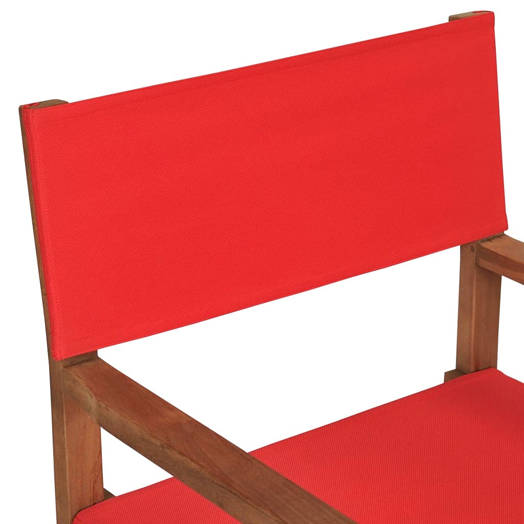 Premium Solid Teak Wood Director's Chair with Red Canvas - Fast Shipping | Perfect for Film Sets, Outdoor Events & Home Theater Seating